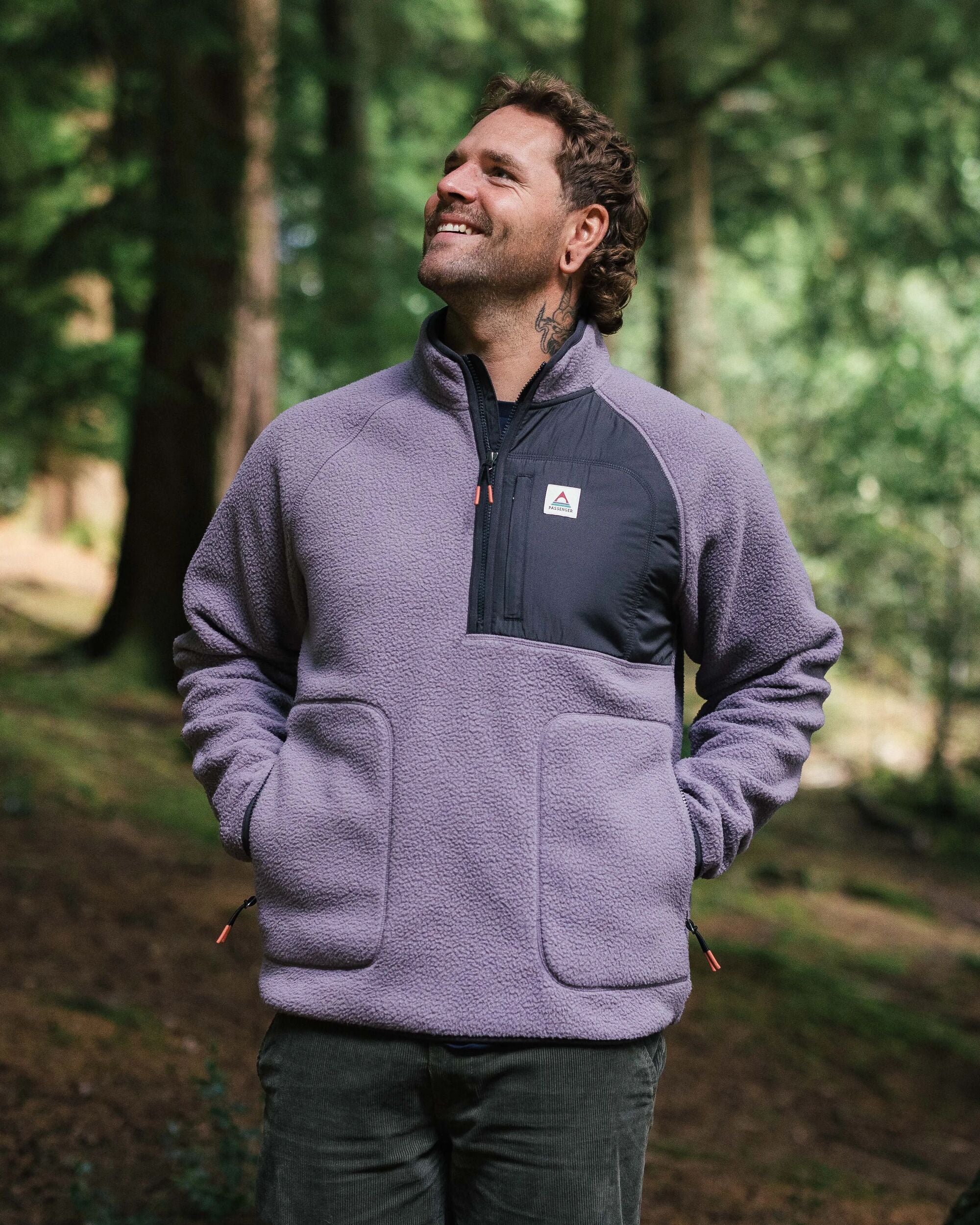 Offgrid 1/2 Zip Recycled Sherpa Fleece - Dusty Lilac - Lifestyle