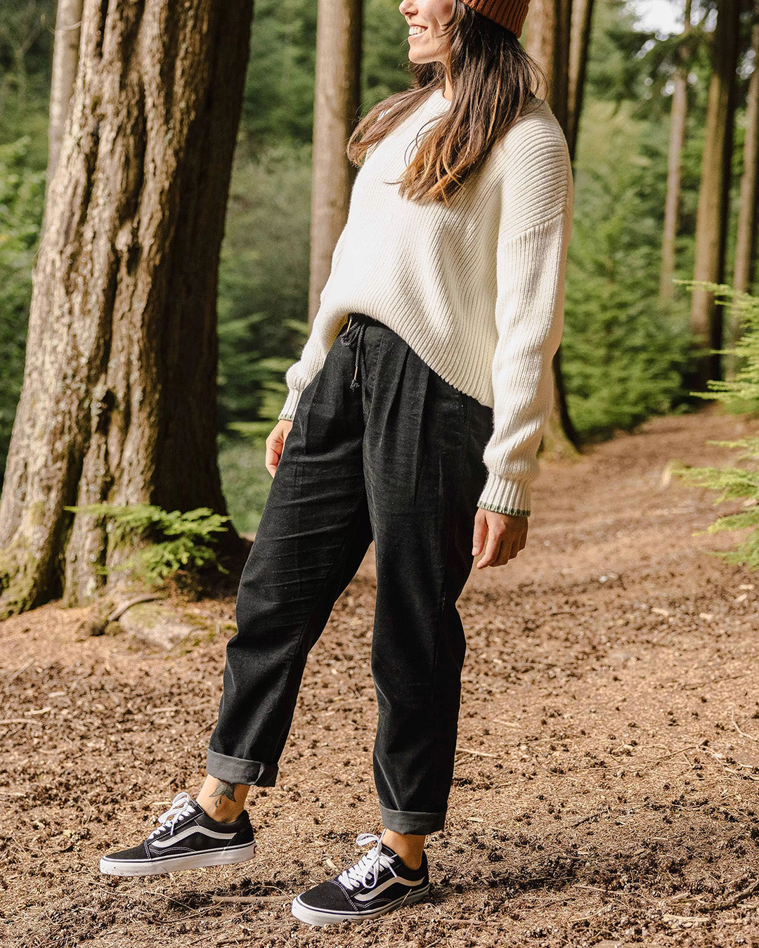 Compass Recycled Cord Trouser - Black - Lifestyle