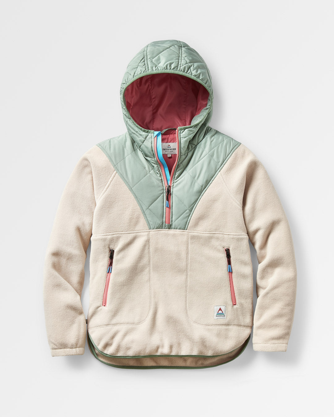 Juana Recycled Polar Hooded Fleece - Oatmeal - Flatlay