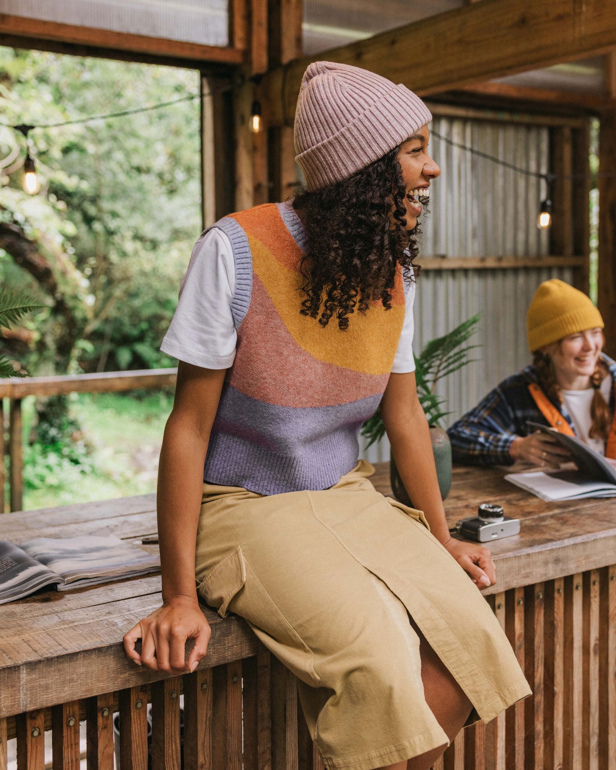 Scenic Recycled Knitted Vest - Scenic Sunrise Orange - Lifestyle