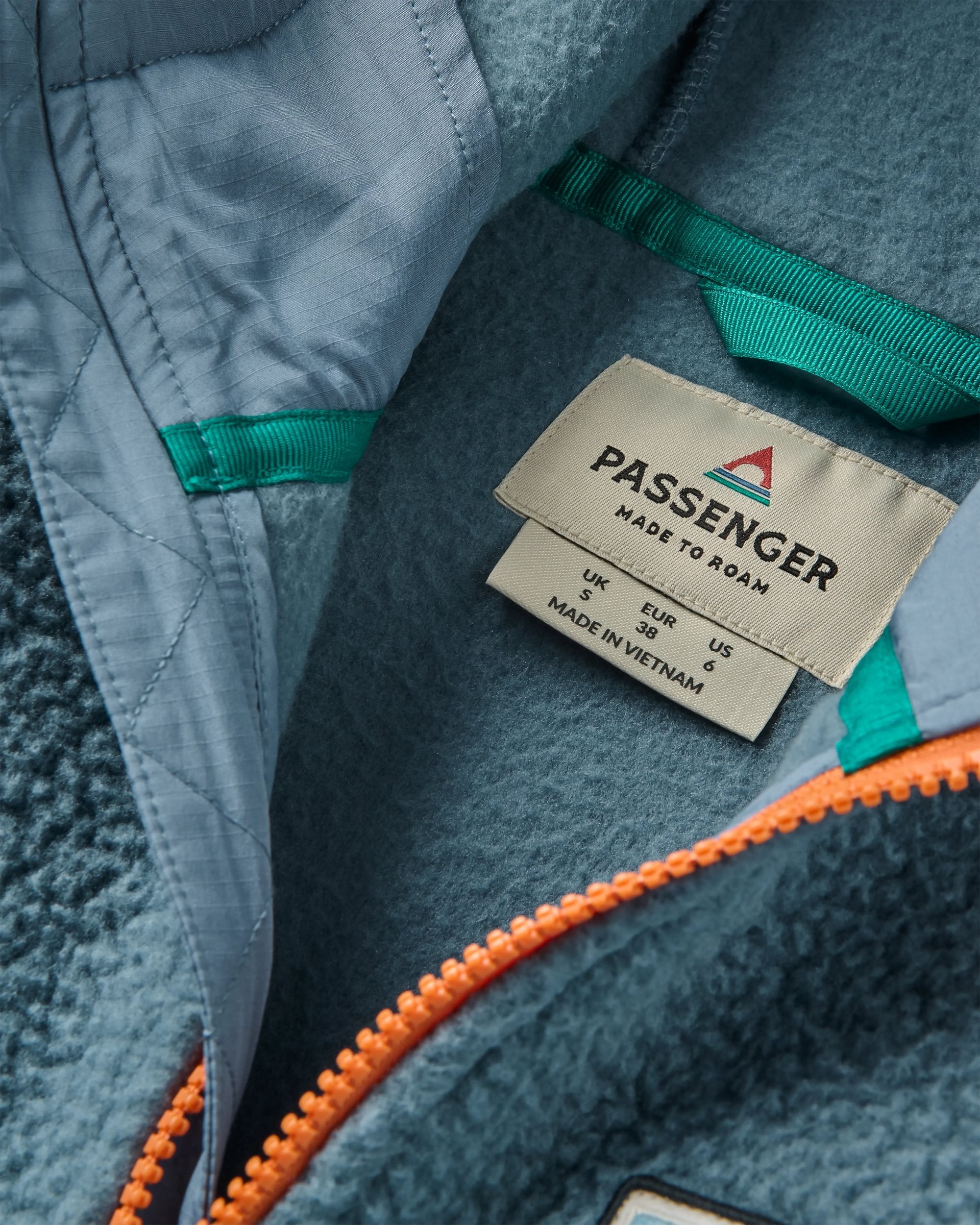 Maine 1/2 Zip Recycled Sherpa Fleece - Stormy Blue/Dark Denim - Flatlay