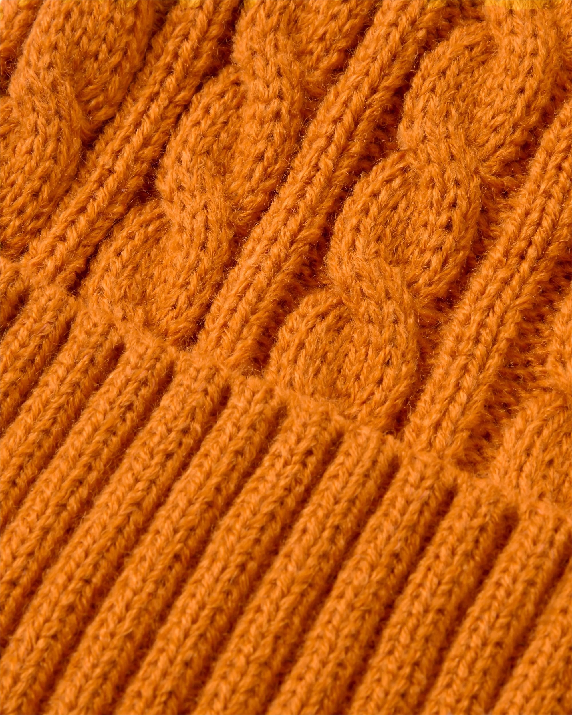 Fireside Recycled Cable Knit Beanie - Retro Orange - Flatlay