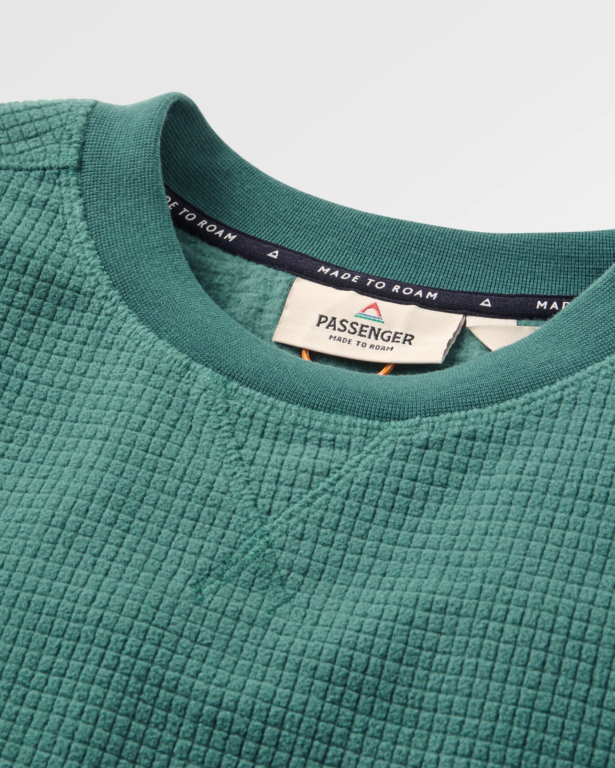 Forestscape Recycled Fleece Crew - Deep Ocean - Flatlay