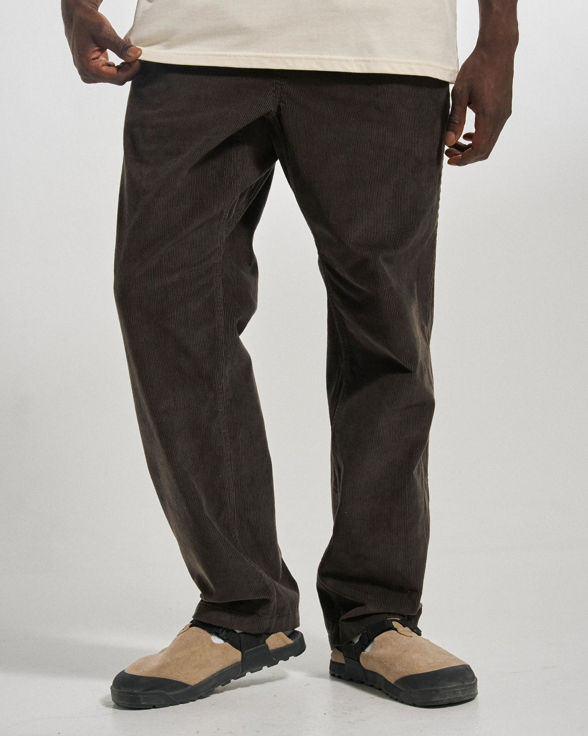 Drifter Cord Relaxed Fit Trouser - Espresso - Studio Model