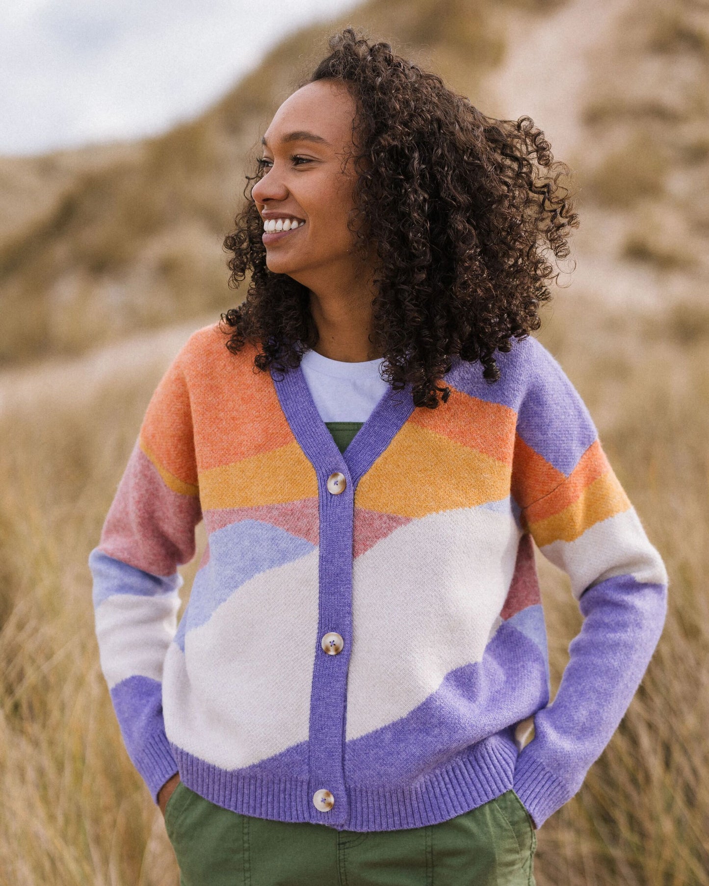 Scenic Recycled Knitted Cardigan - Scenic Sunrise Orange - Lifestyle