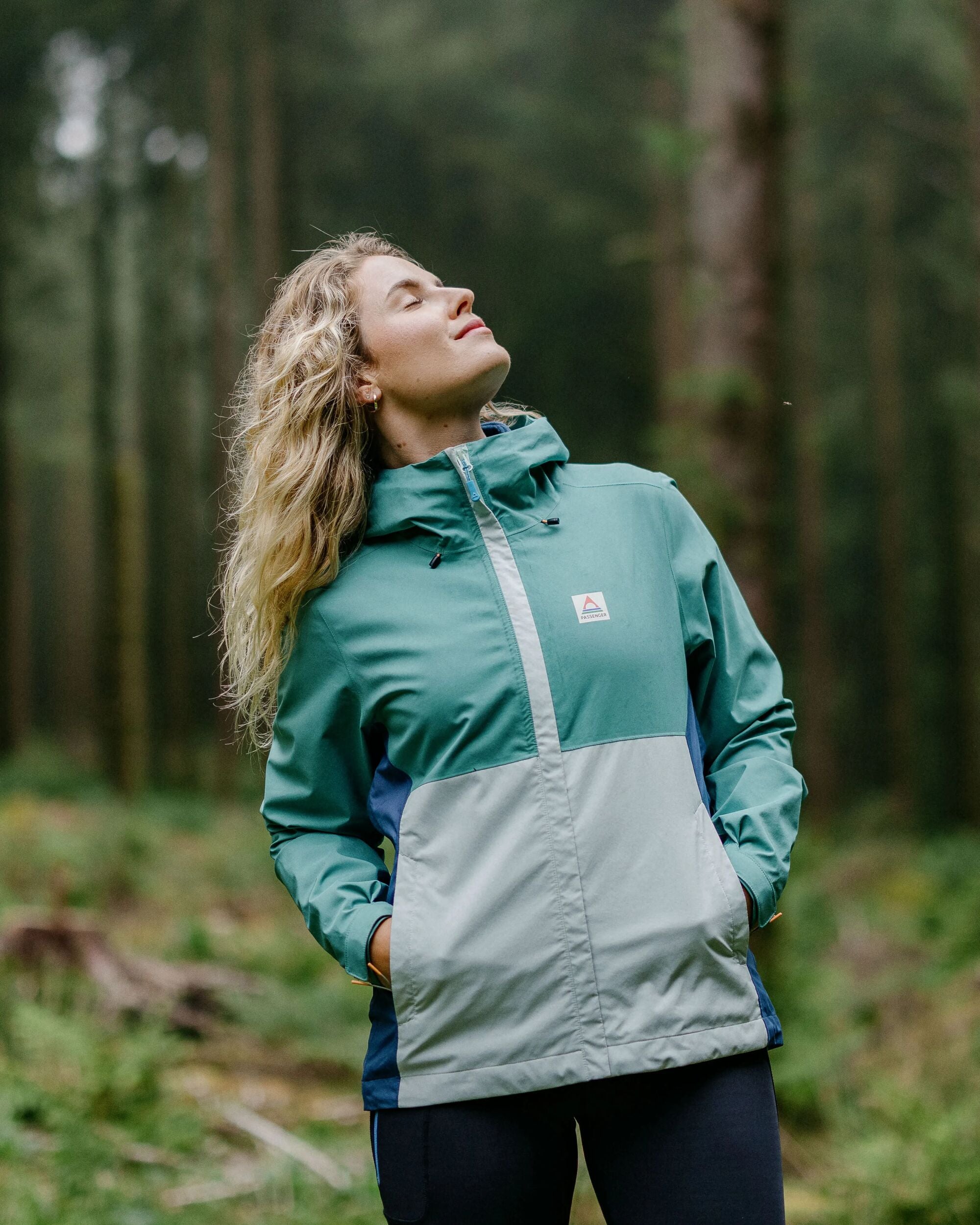 Rainstorm Recycled Waterproof Jacket - Deep Sea/Surf Spray - Lifestyle