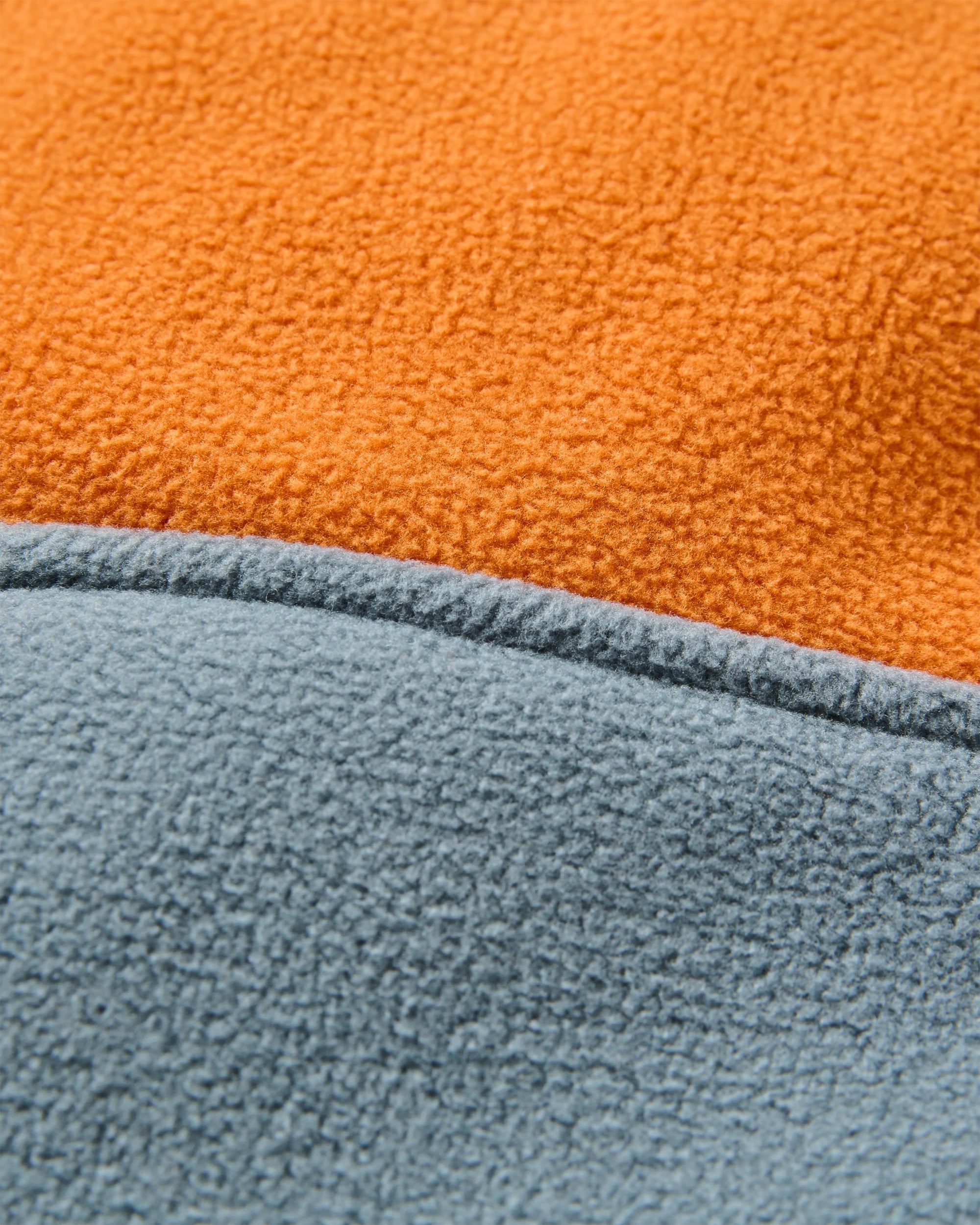 Loch Hooded Recycled Polar Fleece - Sunset Orange/Storm Grey - Flatlay