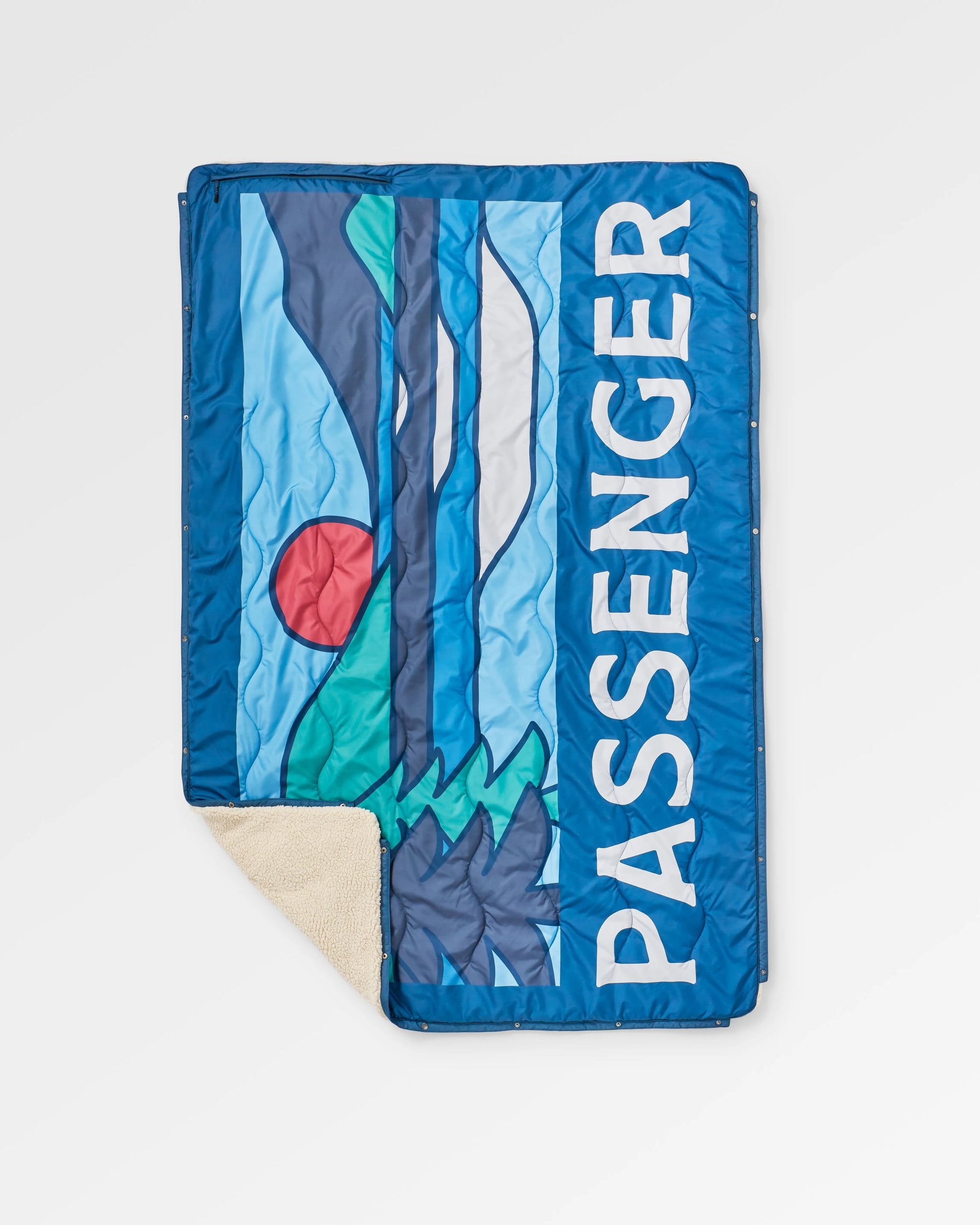 Cabin Recycled Sherpa Blanket - Dark Denim - Flatlay