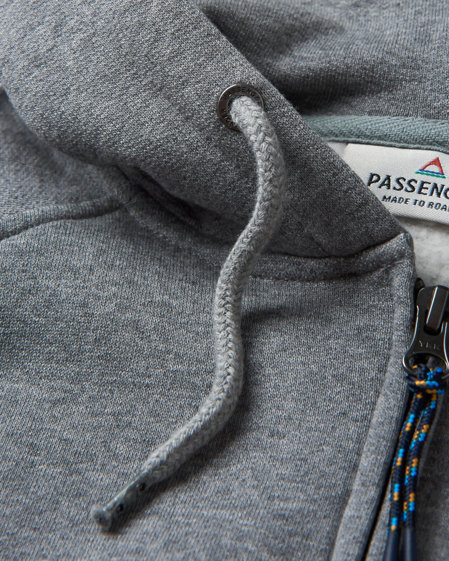 Heritage Full Zip Recycled Cotton Hoodie - Dark Grey Marl - Flatlay