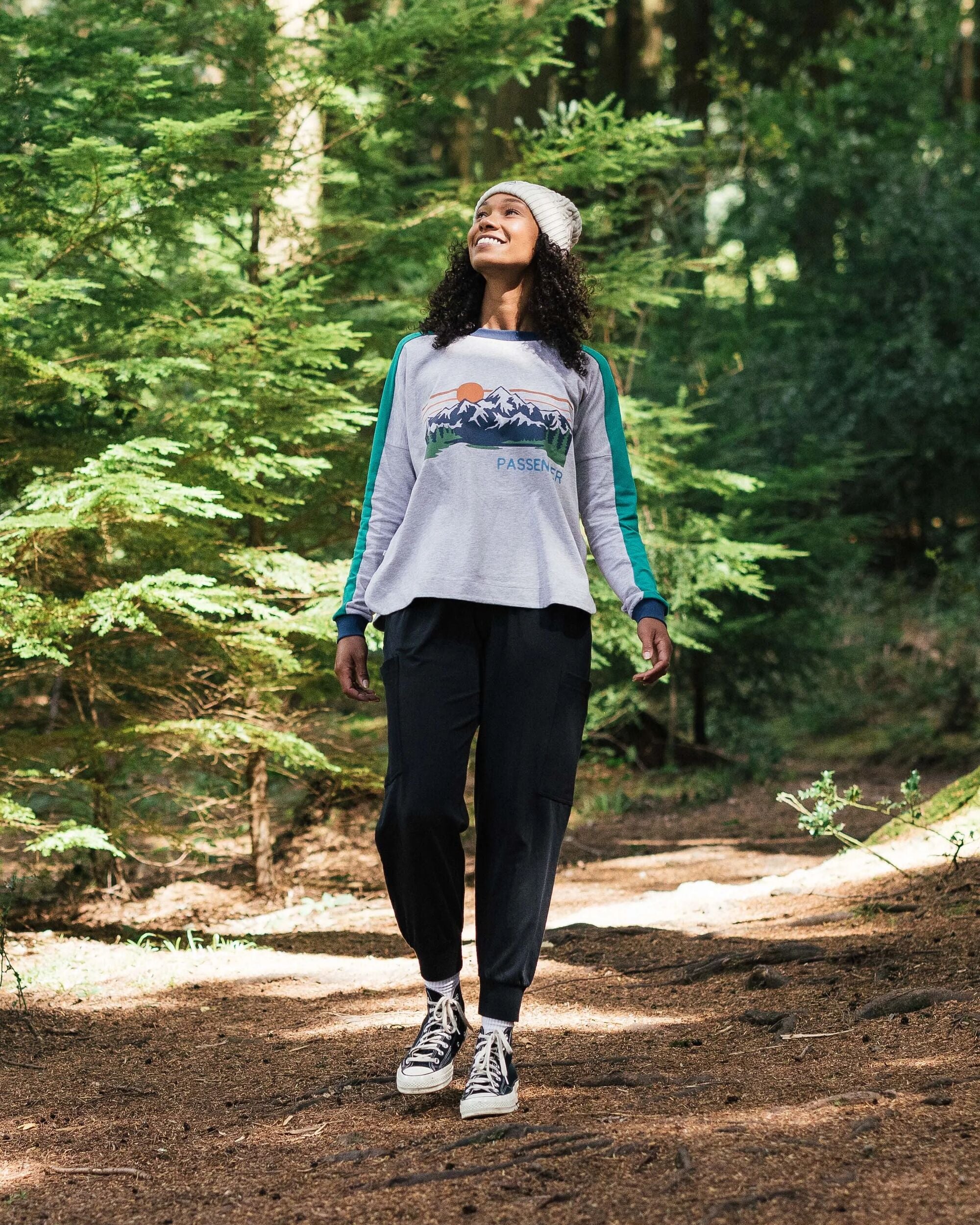 Hilltop Organic Cotton LS T-Shirt - Grey Marl - Lifestyle