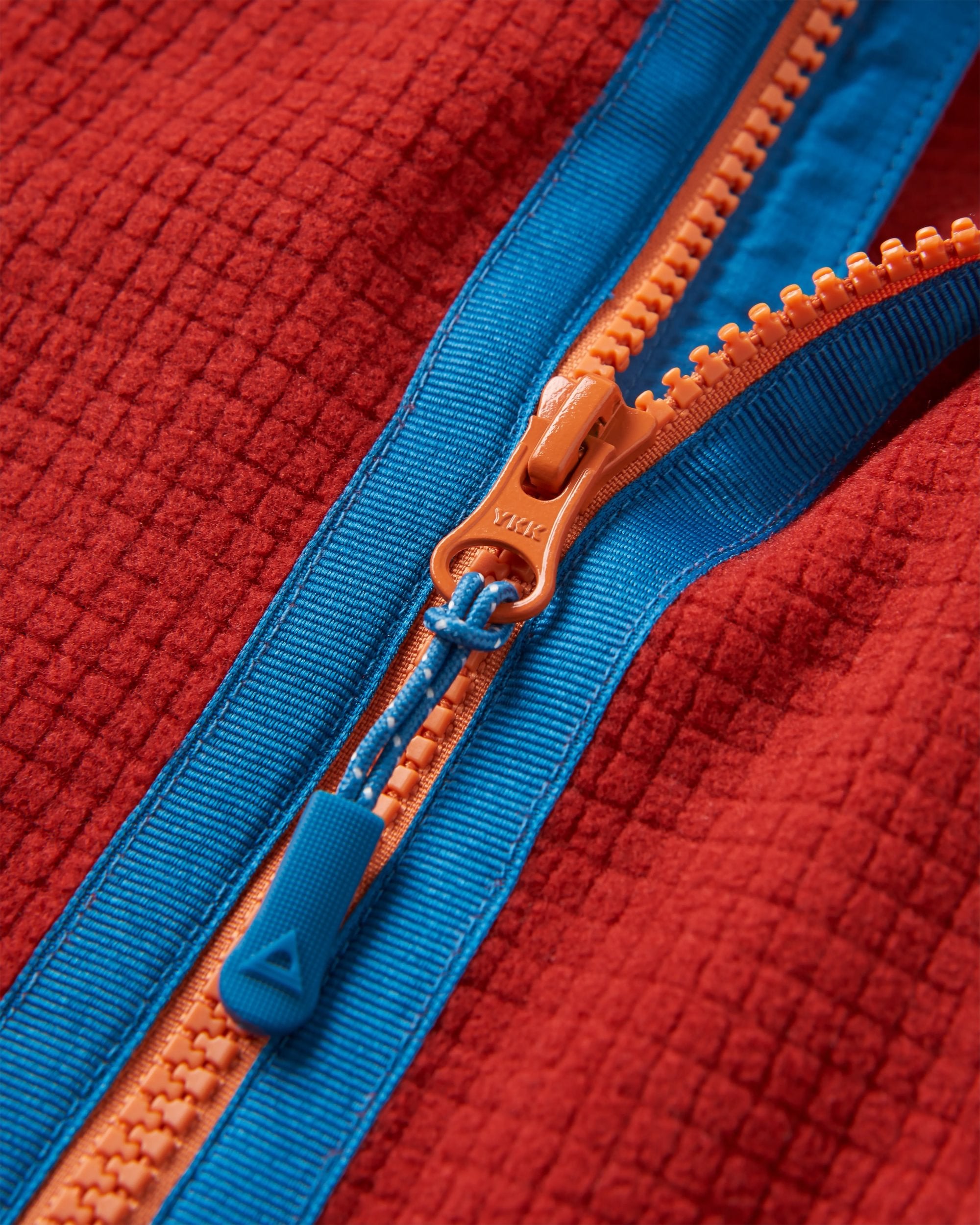 Off Trail Recycled Grid Polar Fleece - Red Ochre/Birch - Flatlay