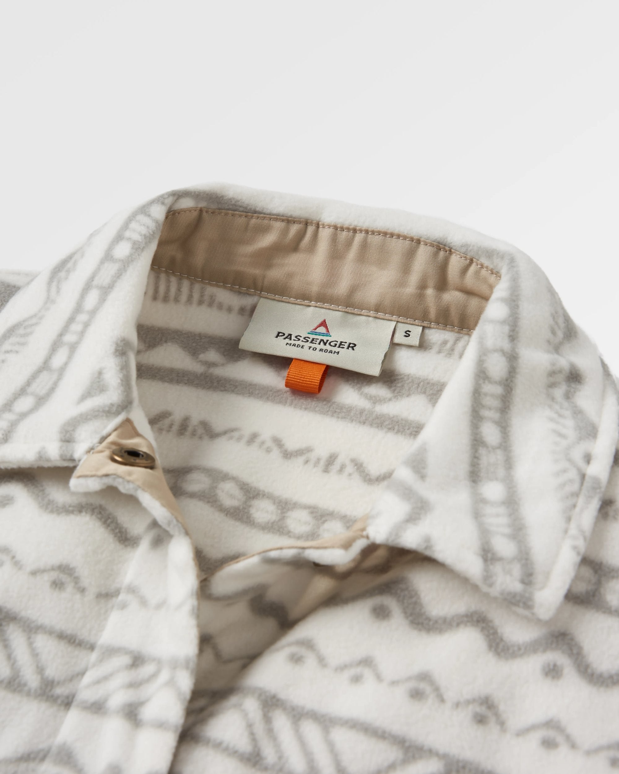 East Recycled Polar Fleece Shirt - Mountain Geo Vintage White - Flatlay