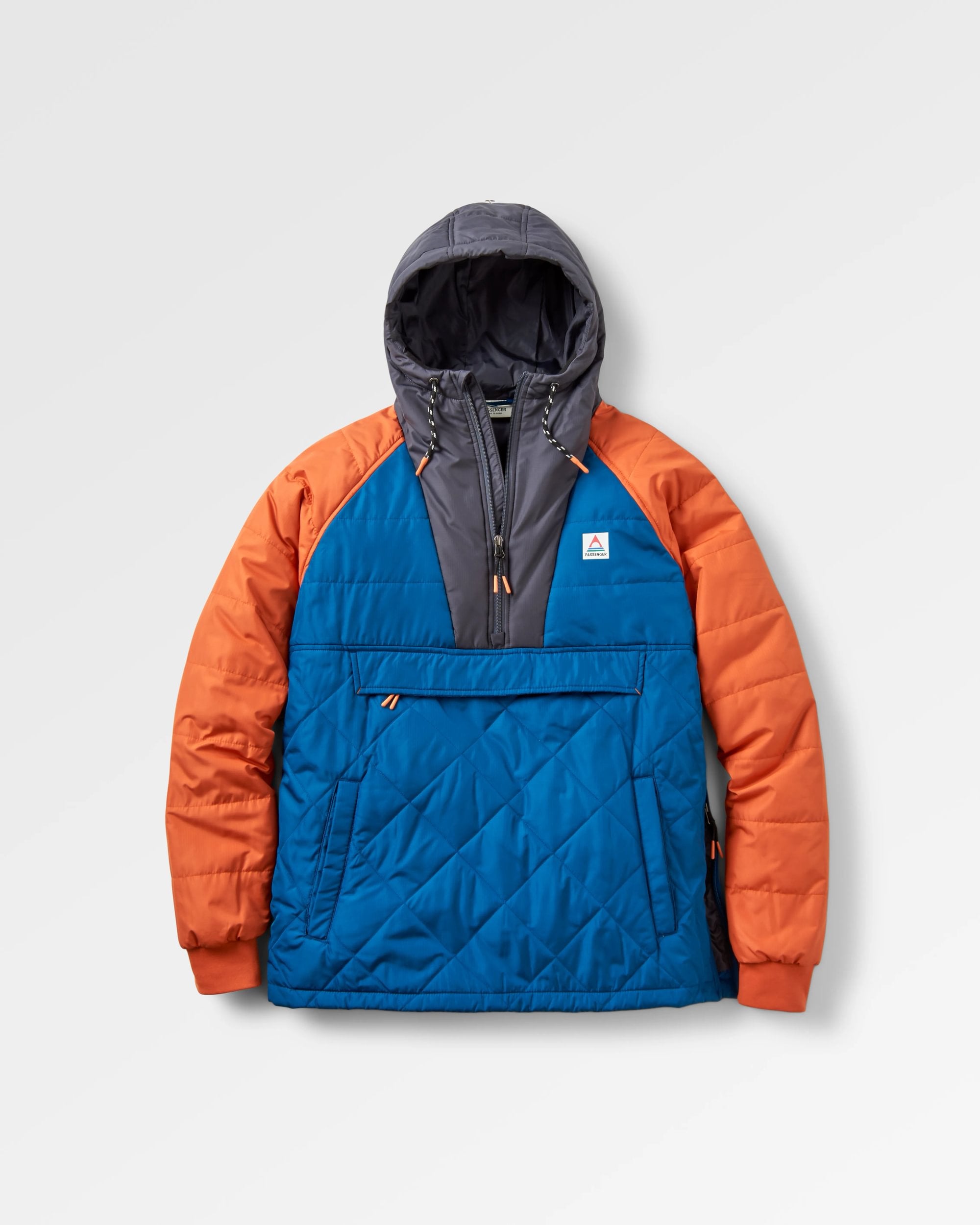 Oceanic Recycled Insulated 1/2 Zip Jacket - Tidal Blue/Burnt Orange - Flatlay