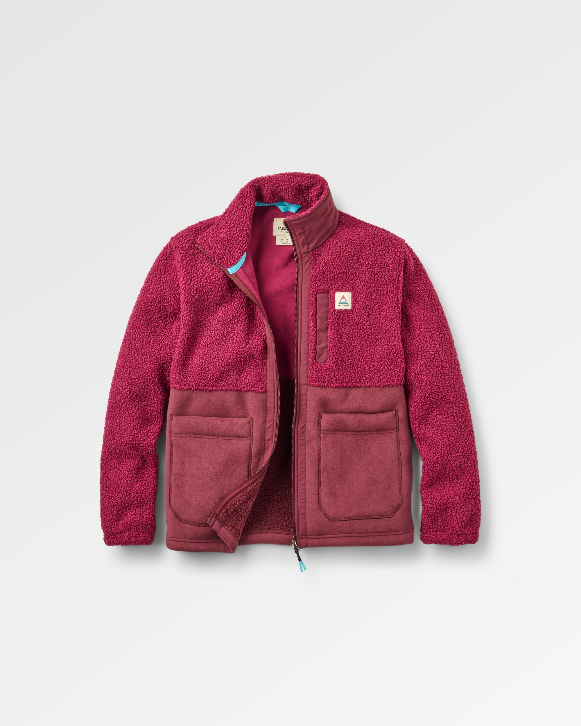 Oak Teddy Long Line Fleece - Fig/Wild Berry - Flatlay