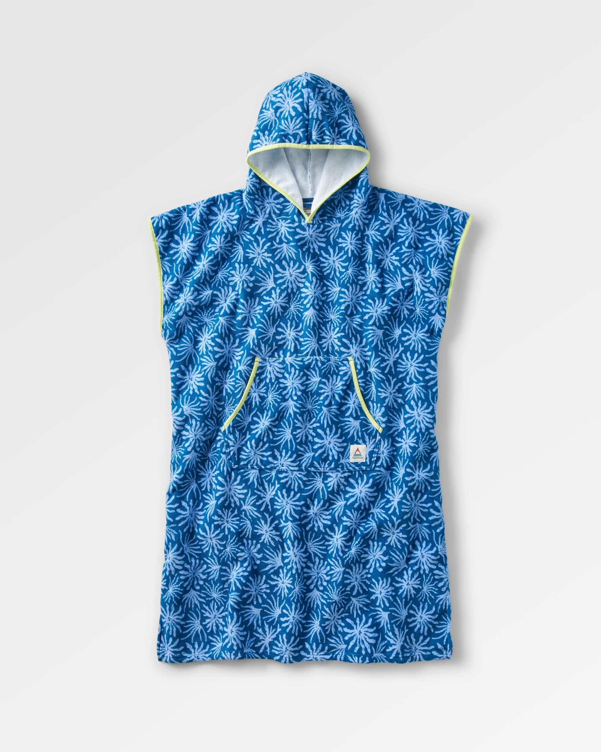 Tulum Recycled Towel Poncho - Seaweed Blue Steel - Flatlay