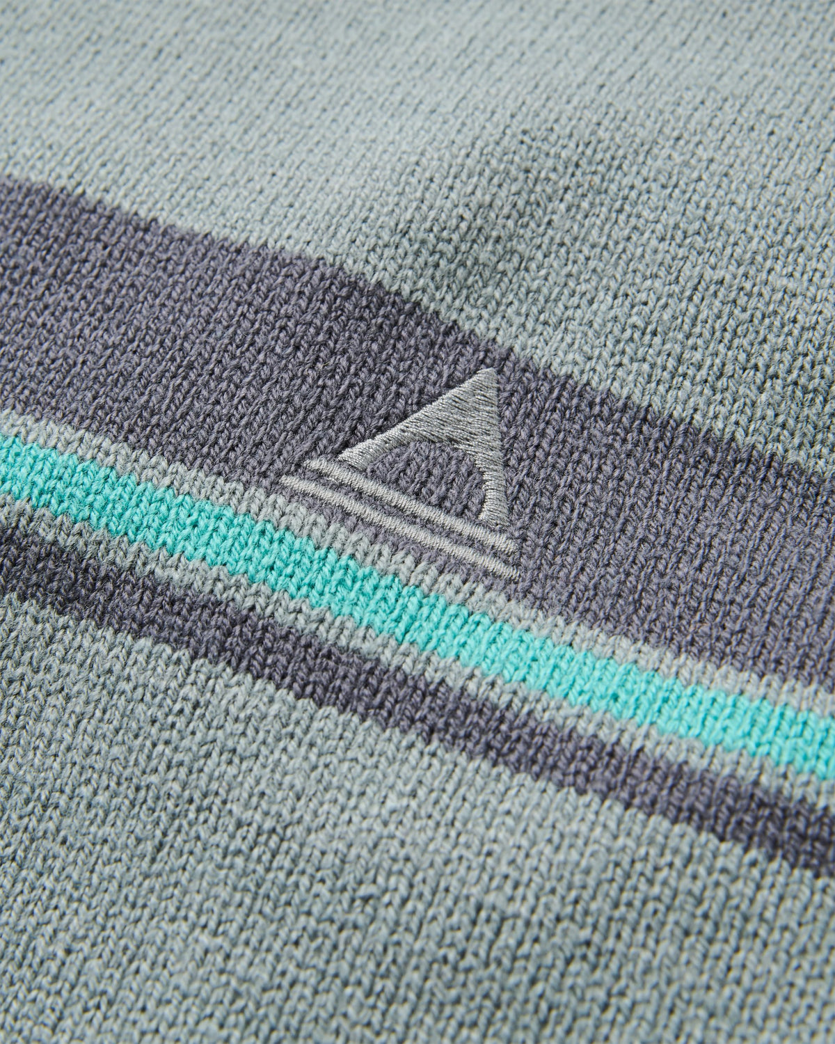 Meander Logo Stripe Knitted Jumper - Storm Grey - Flatlay