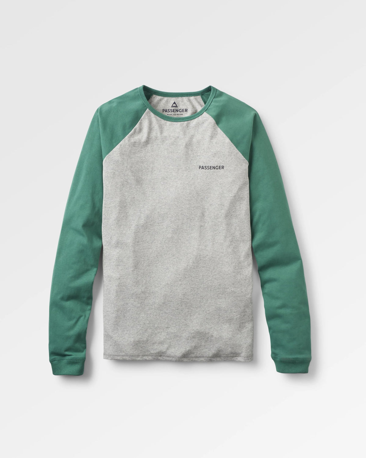 Roamer Recycled Cotton Raglan T-Shirt - Grey Marl - Flatlay