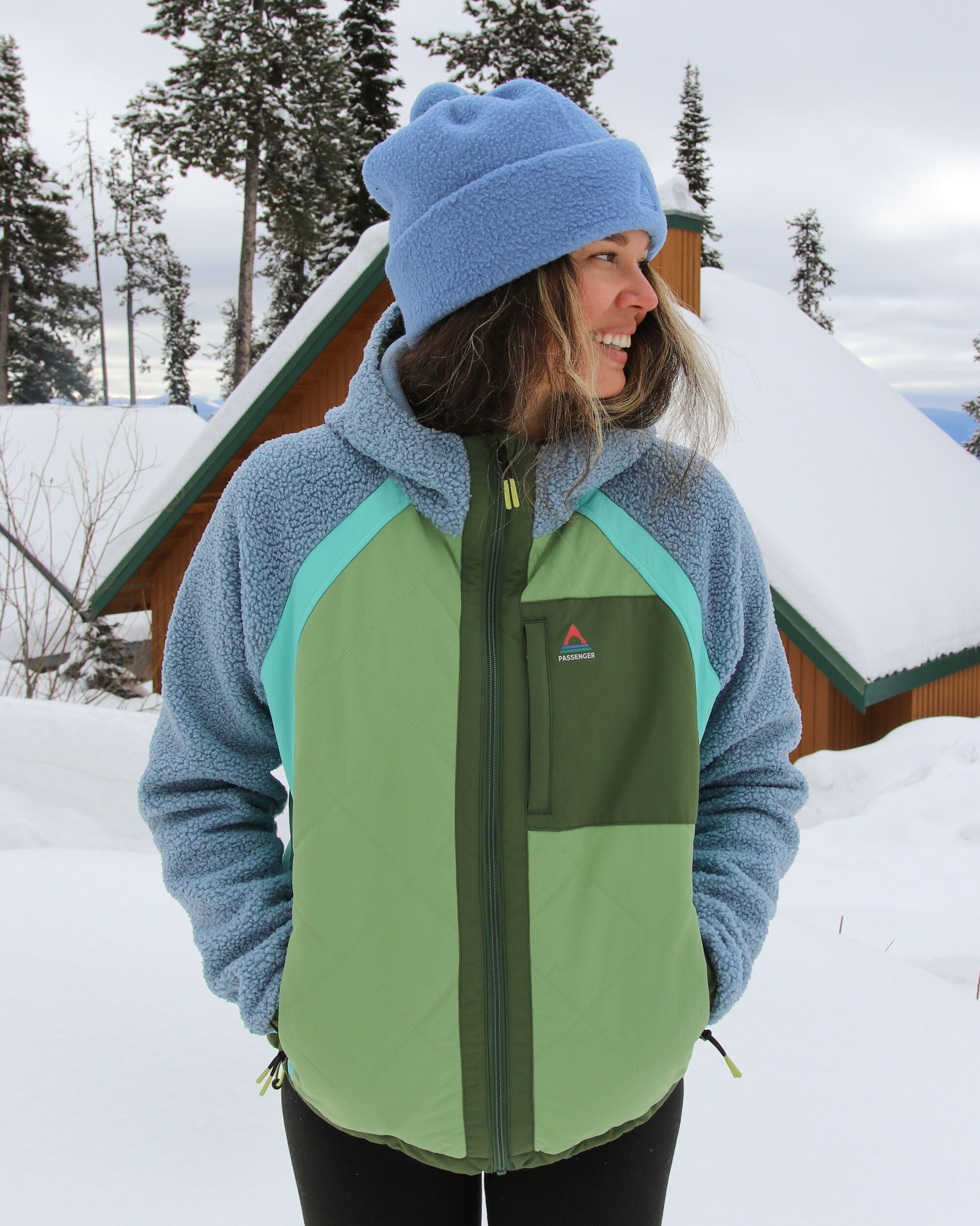 Lara Quilted Jacket - Faded Denim/Stem Green - IGC