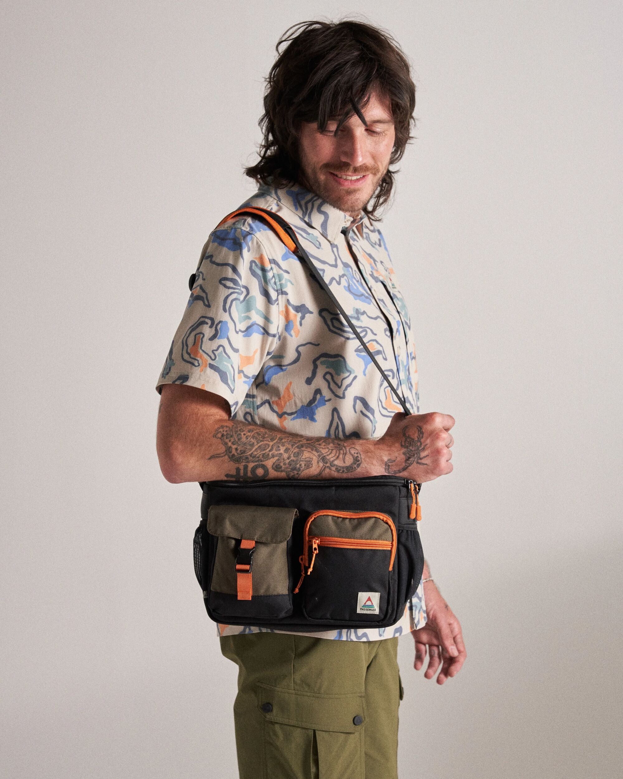 Boondocker Recycled Camera Bag - True Black/ Khaki - Studio Model