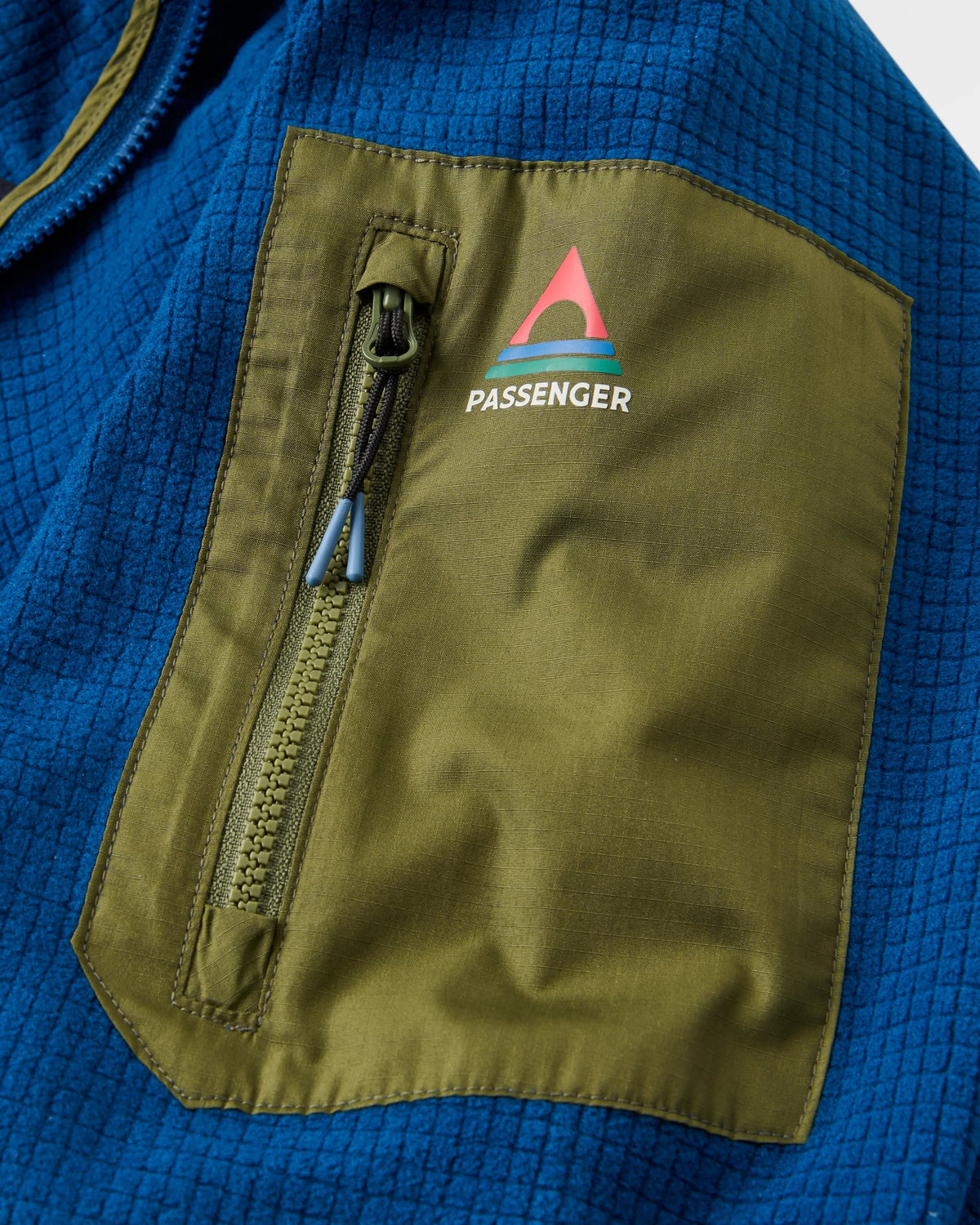 Forestscape Grid Fleece Hoodie - Blue Navy - Flatlay
