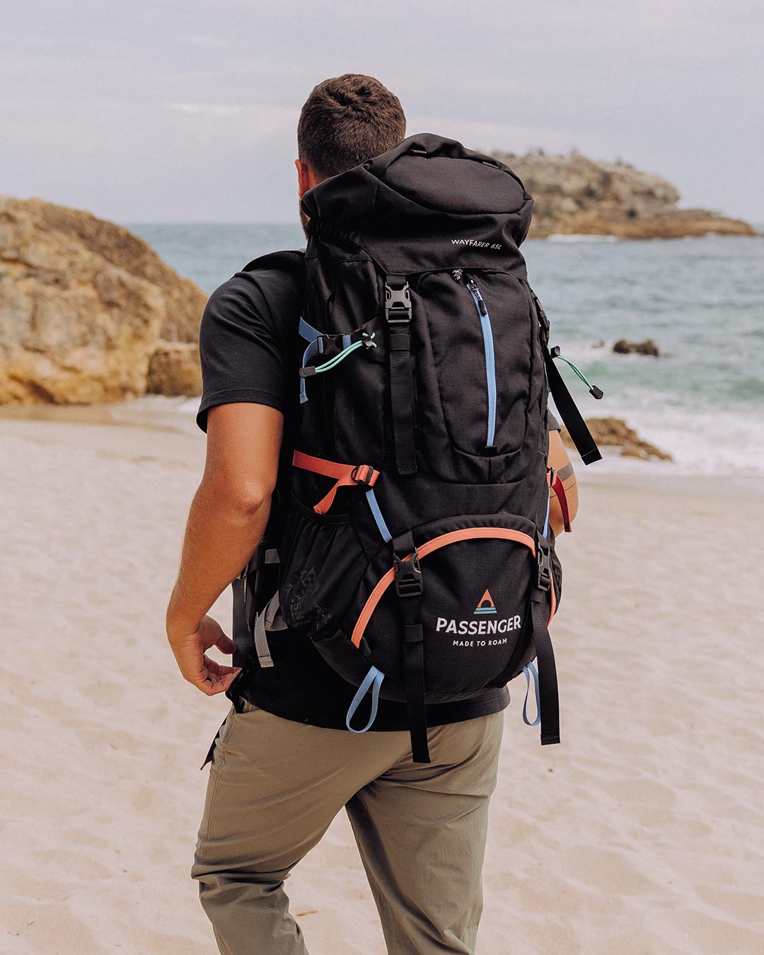 Wayfarer Recycled 65L Backpack - Black - Lifestyle - Male