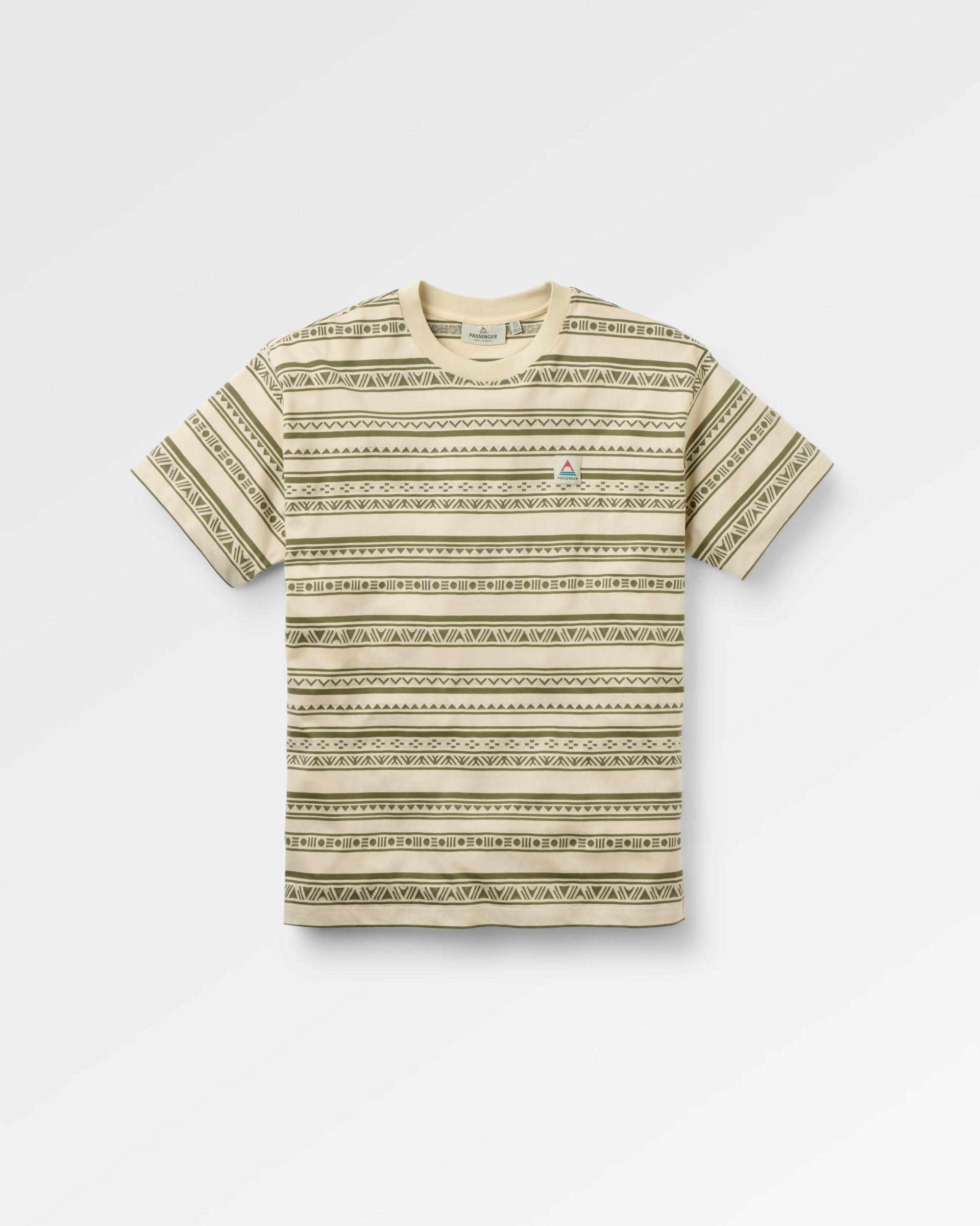 Mellower Jacquard T-Shirt - Geo Stripe Birch/Khaki - Flatlay