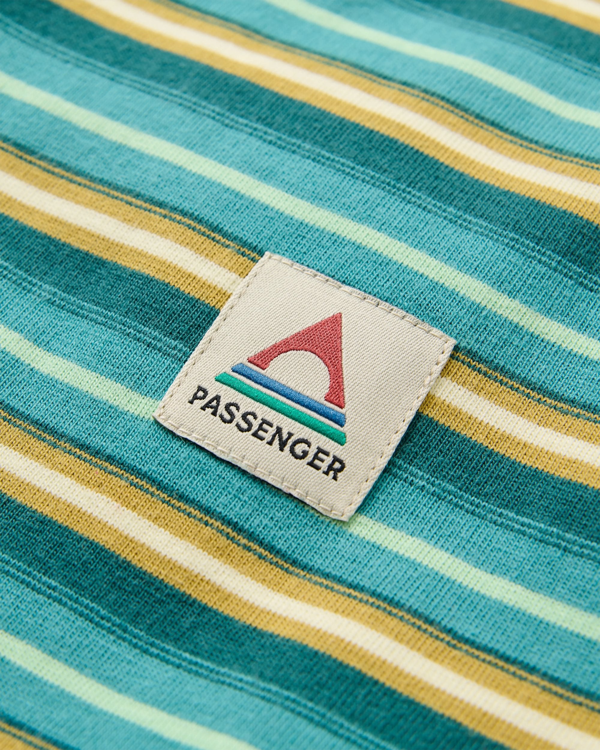 Retro Relaxed Fit T-Shirt - Ocean Teal Multi Stripe - Flatlay