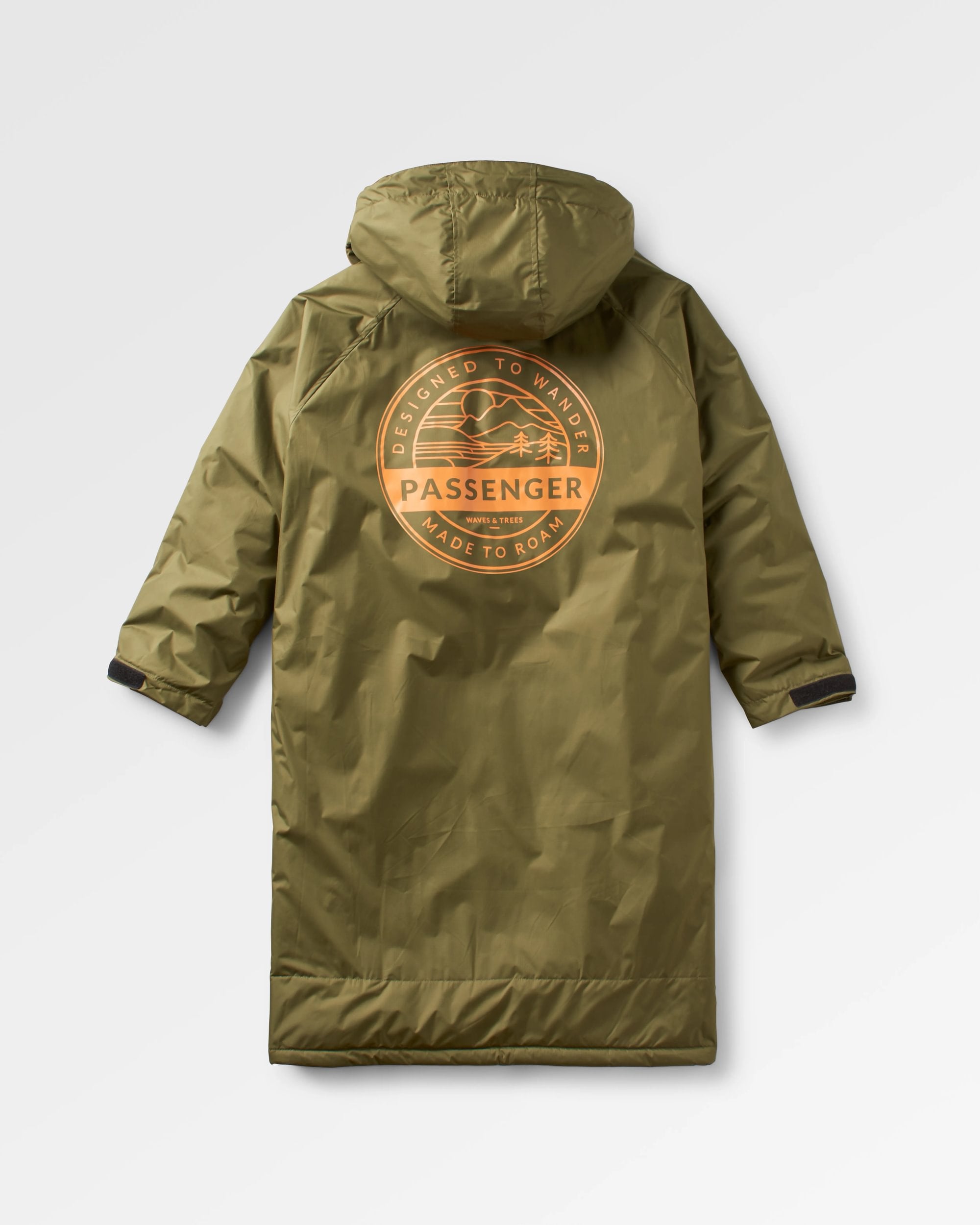 Waves Recycled Sherpa Lined Changing Robe - Khaki - Flatlay