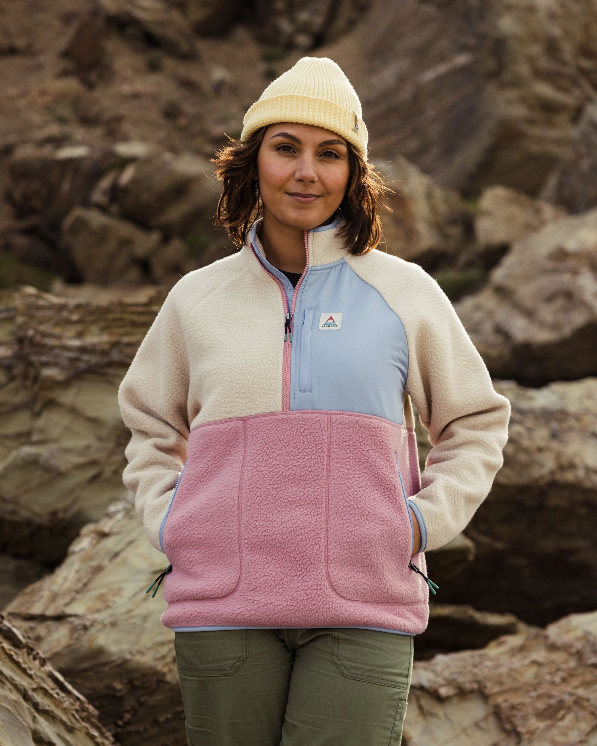 Home Recycled Sherpa Fleece - Oatmeal/Pink haze - Lifestyle