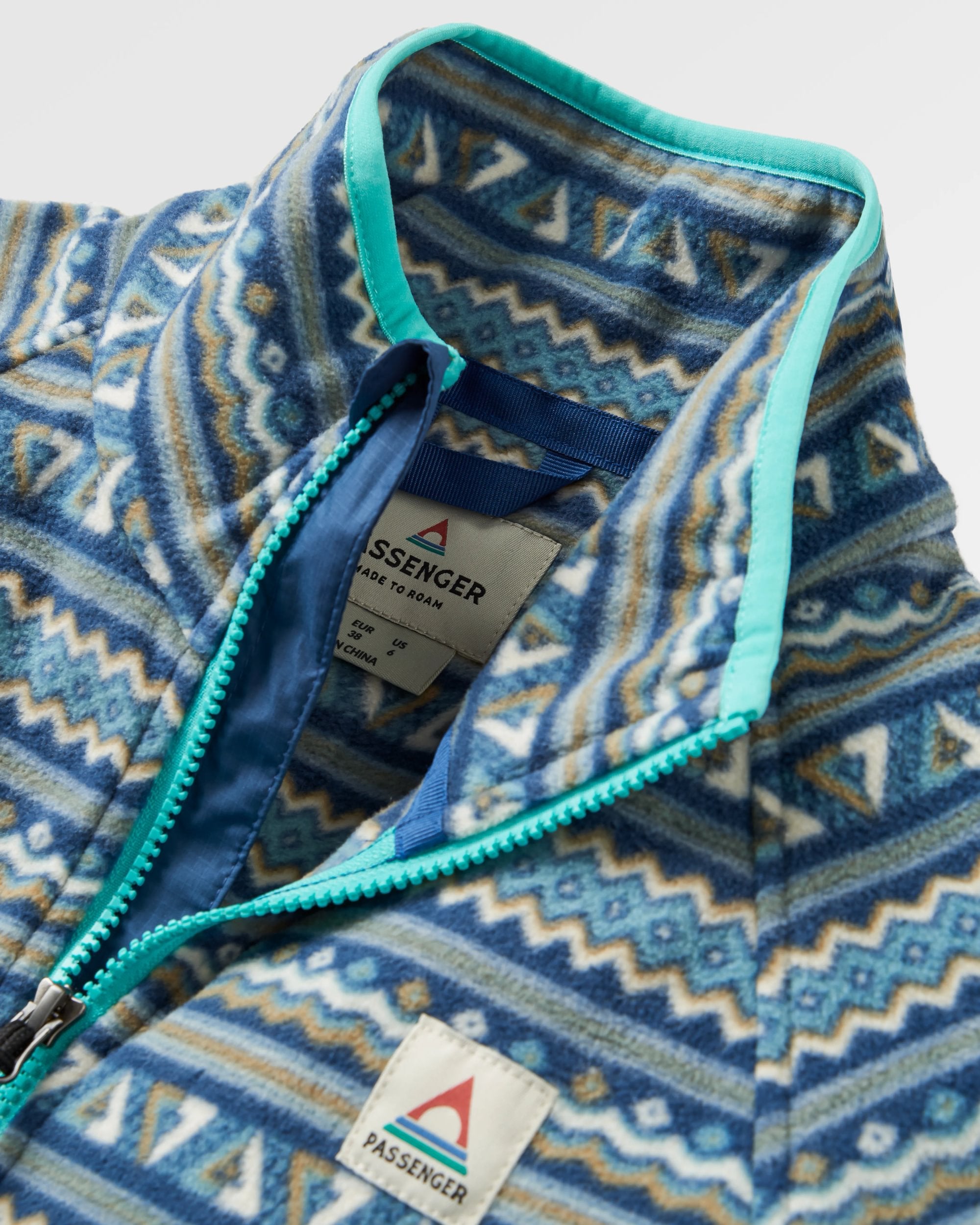 Sorrel Recycled Polar Fleece - Geo Stripe Dark Denim - Flatlay