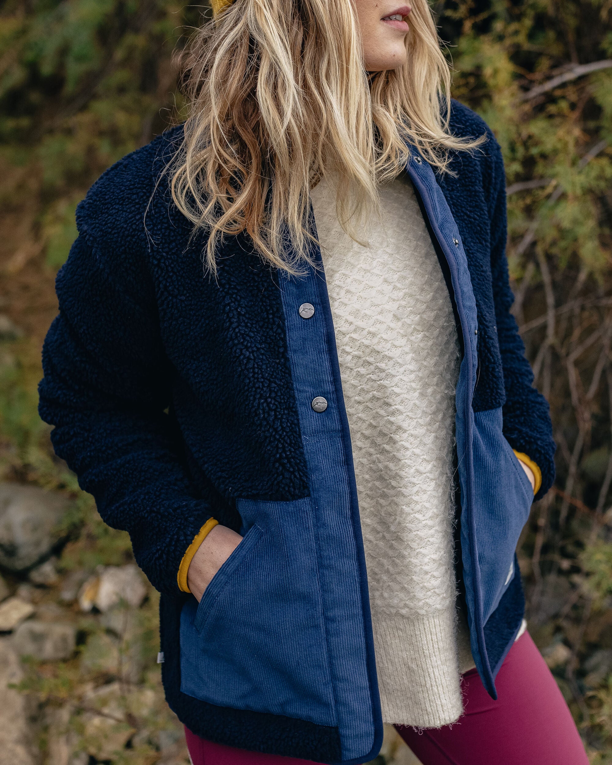 Clover Recycled Sherpa Fleece - Deep Navy - Lifestyle