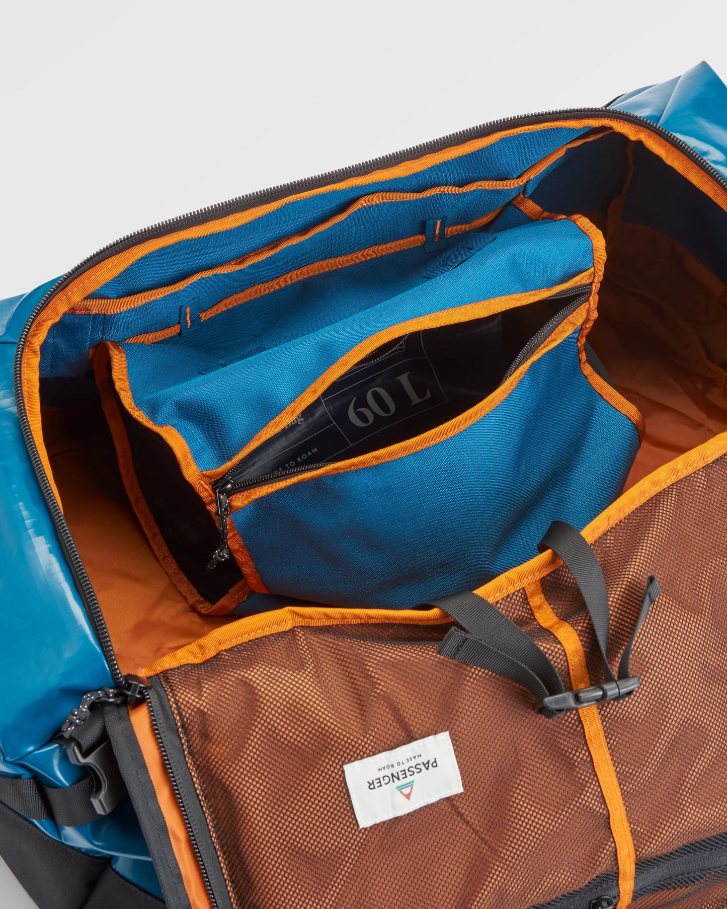 Roamer Recycled 60L Duffel Bag - Tidal Blue - Flatlay