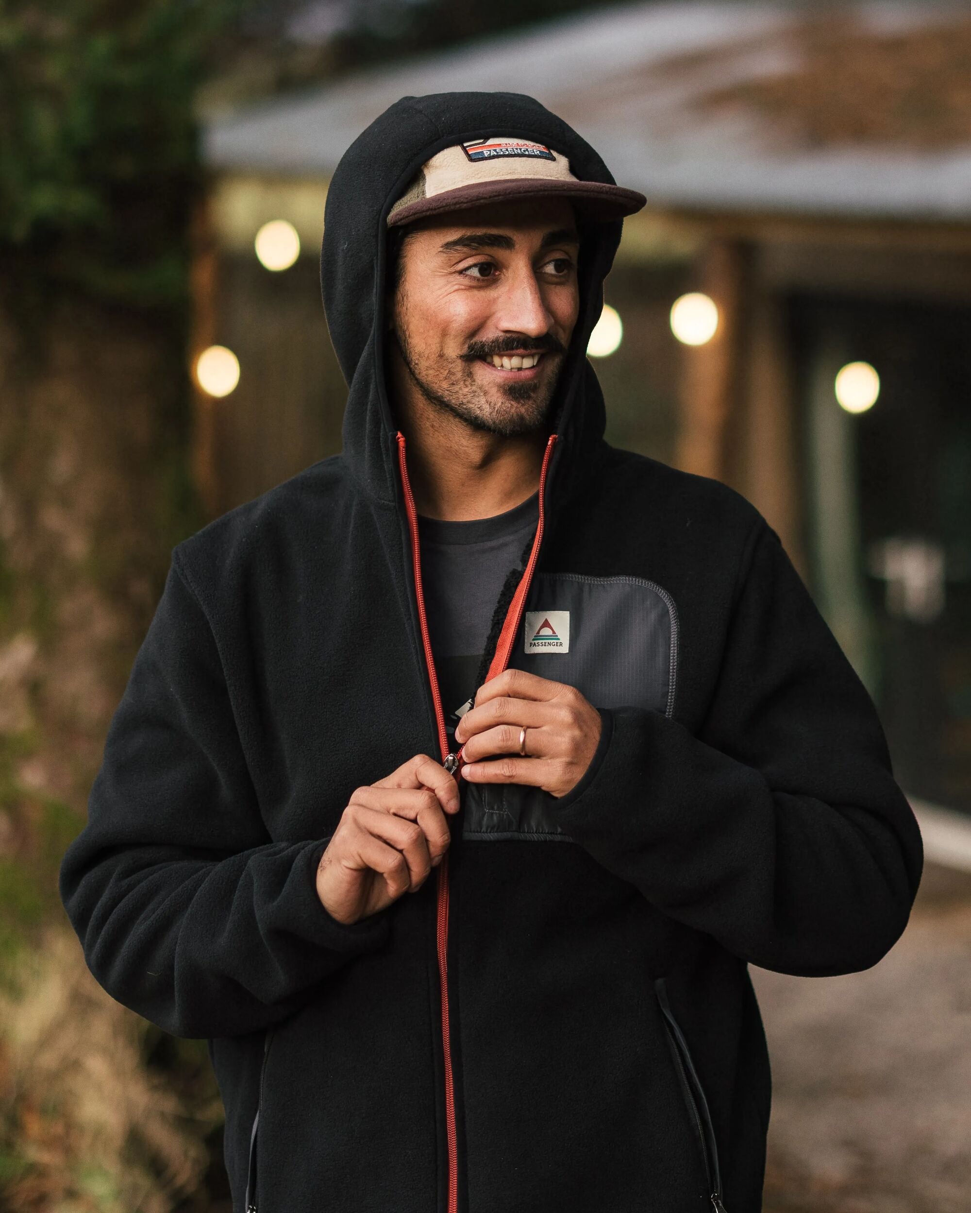 Loch Hooded Recycled Polar Fleece - Black - Lifestyle