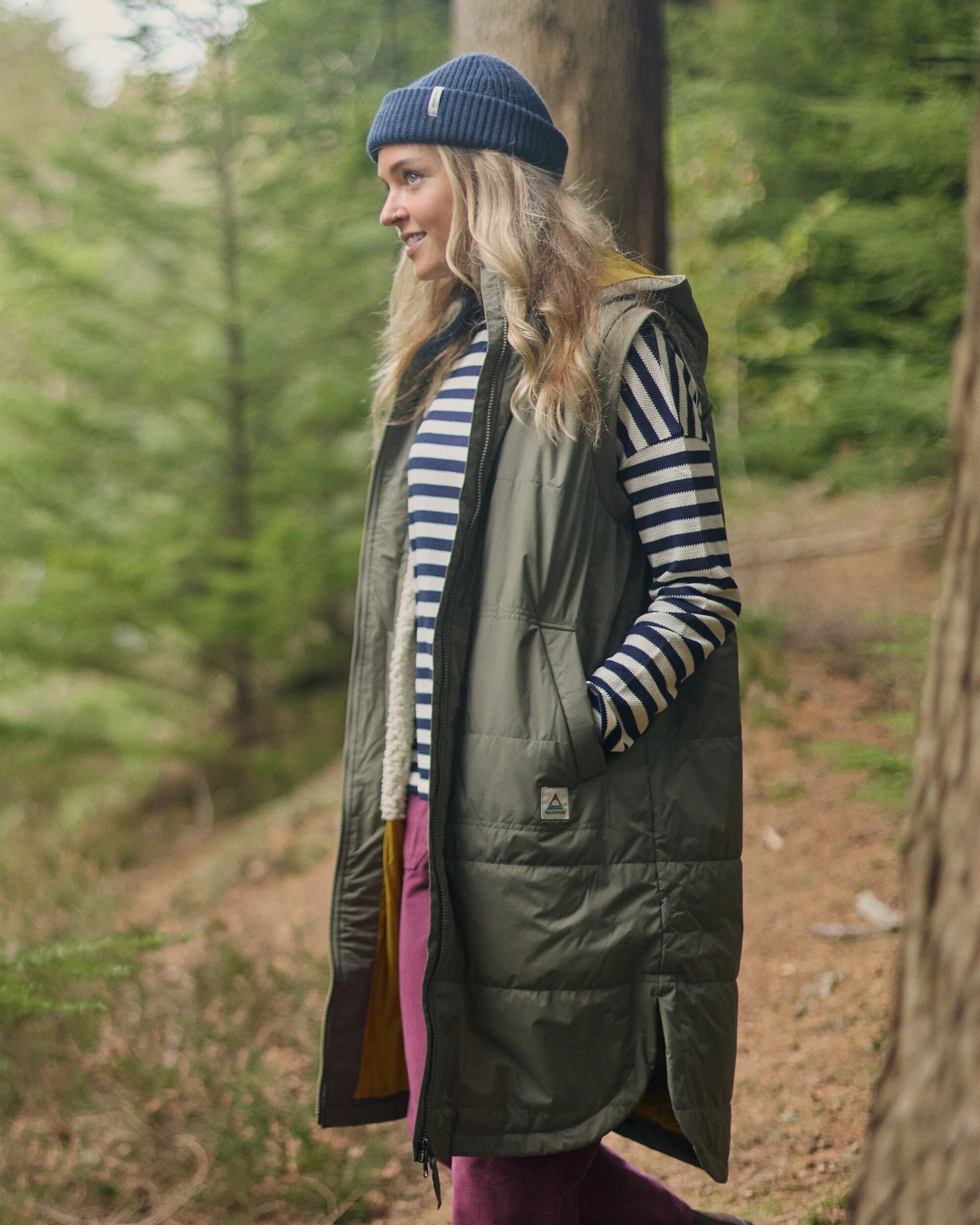 Flora Sherpa Lined Gilet - Dusty Olive - Lifestyle