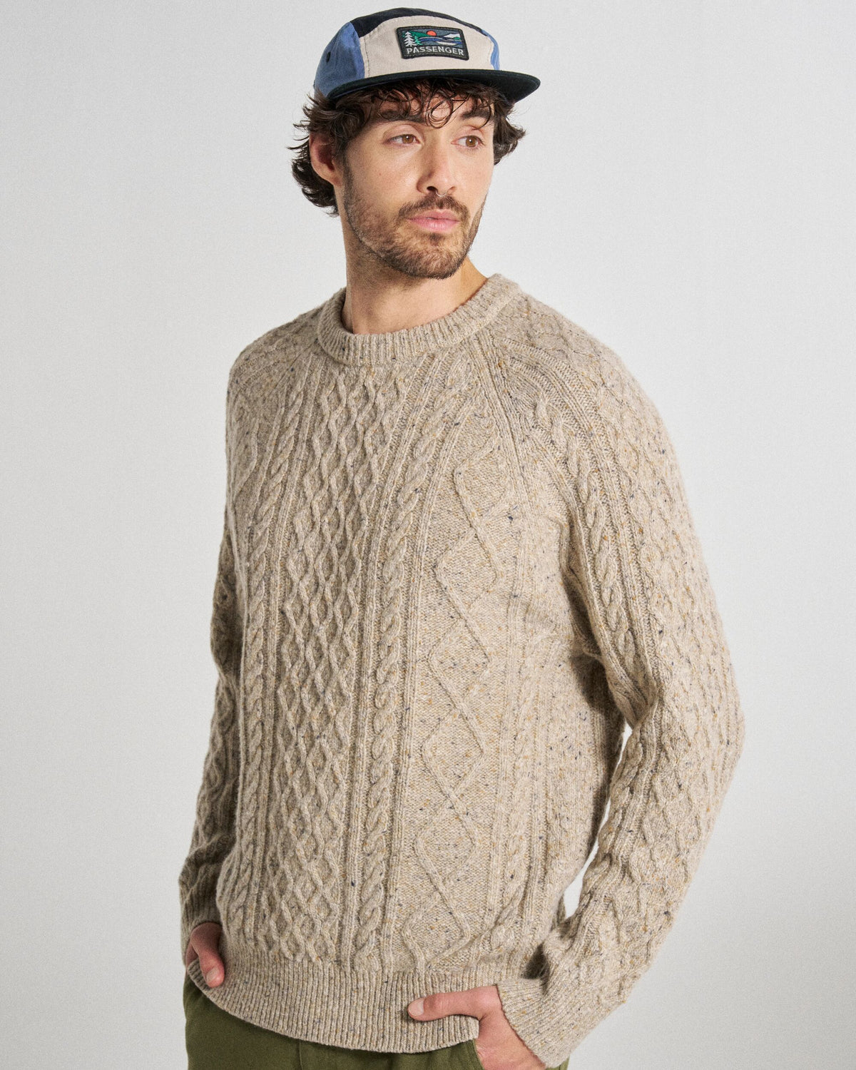 Sandbar Merino Wool Blend Jumper - Oatmeal - Studio Model