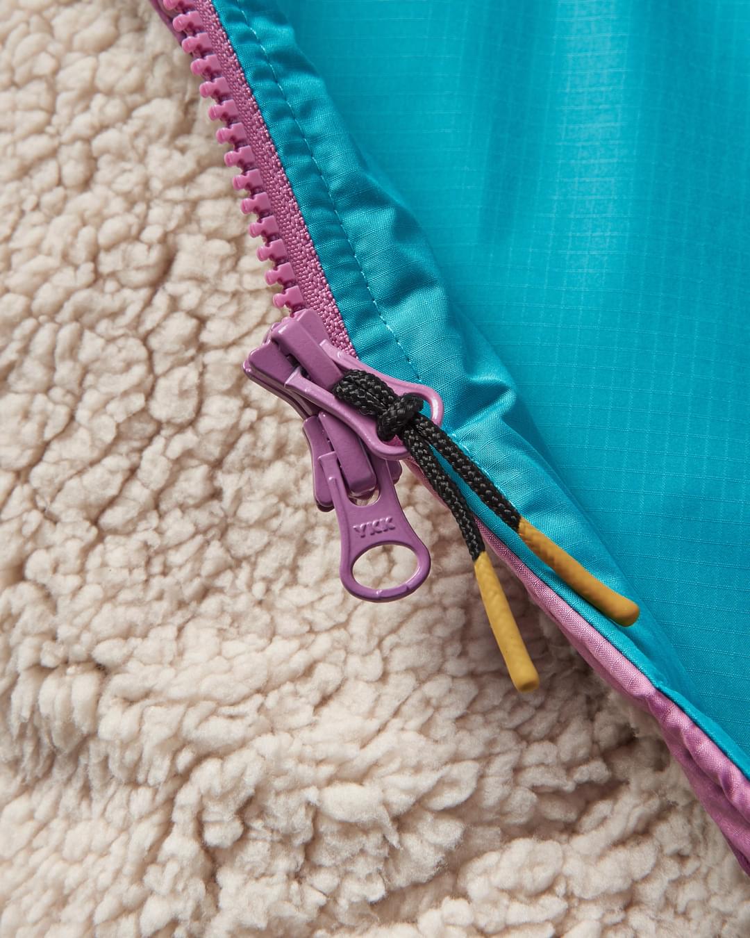 Roaming Recycled Sherpa Lined Changing Robe - Viridian Green/Orchid - Flatlay