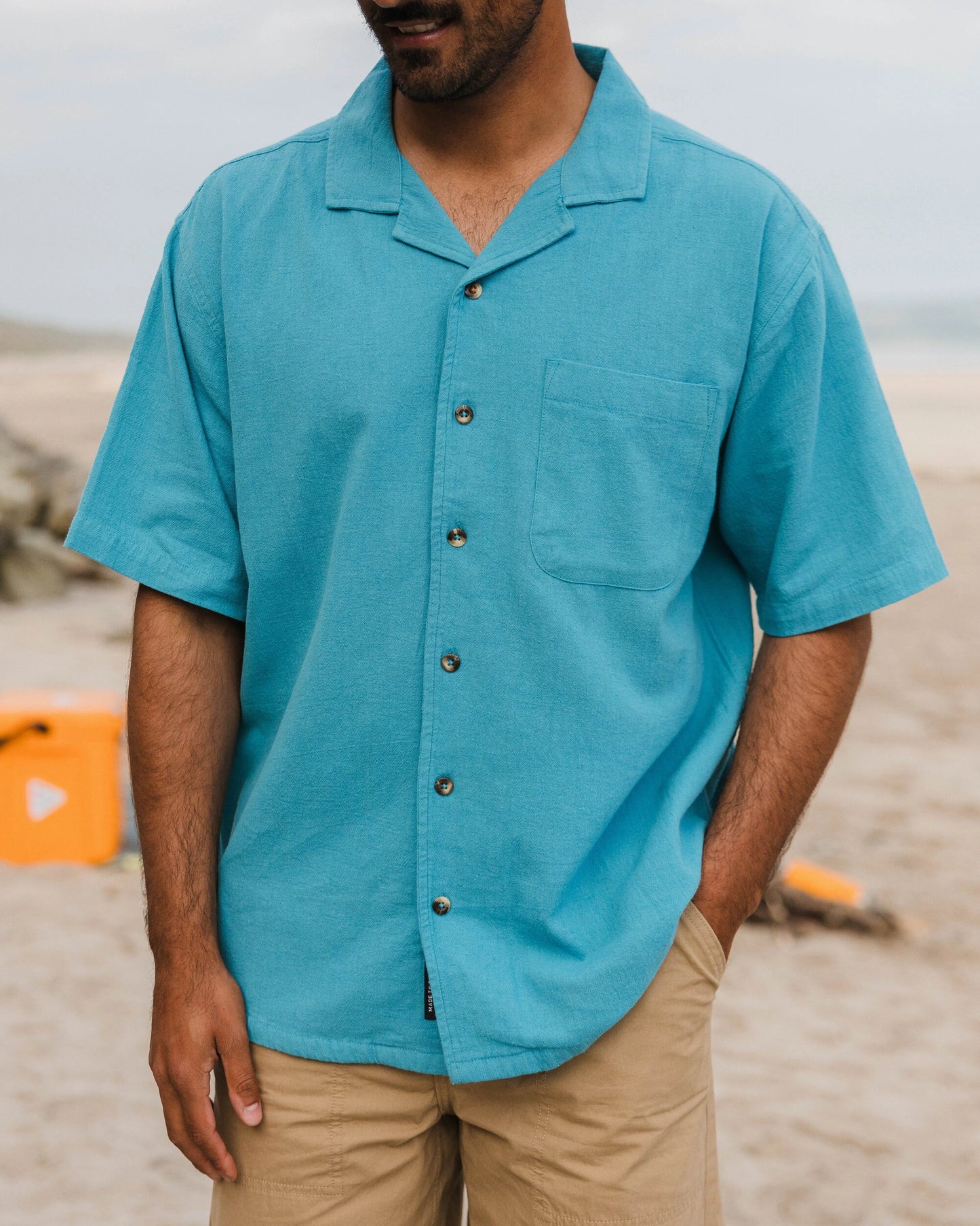 Cove Organic Cotton Short Sleeve Shirt - Blue Pool -
