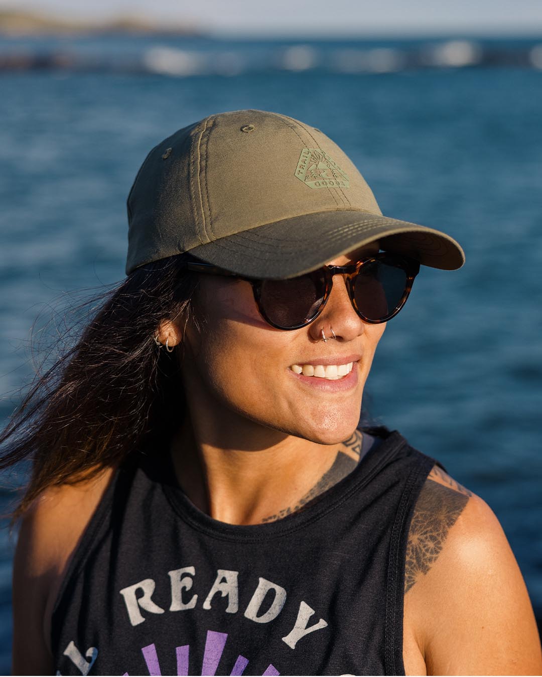 Active Recycled 6 Panel Cap - Dusty Olive - Lifestyle - Female