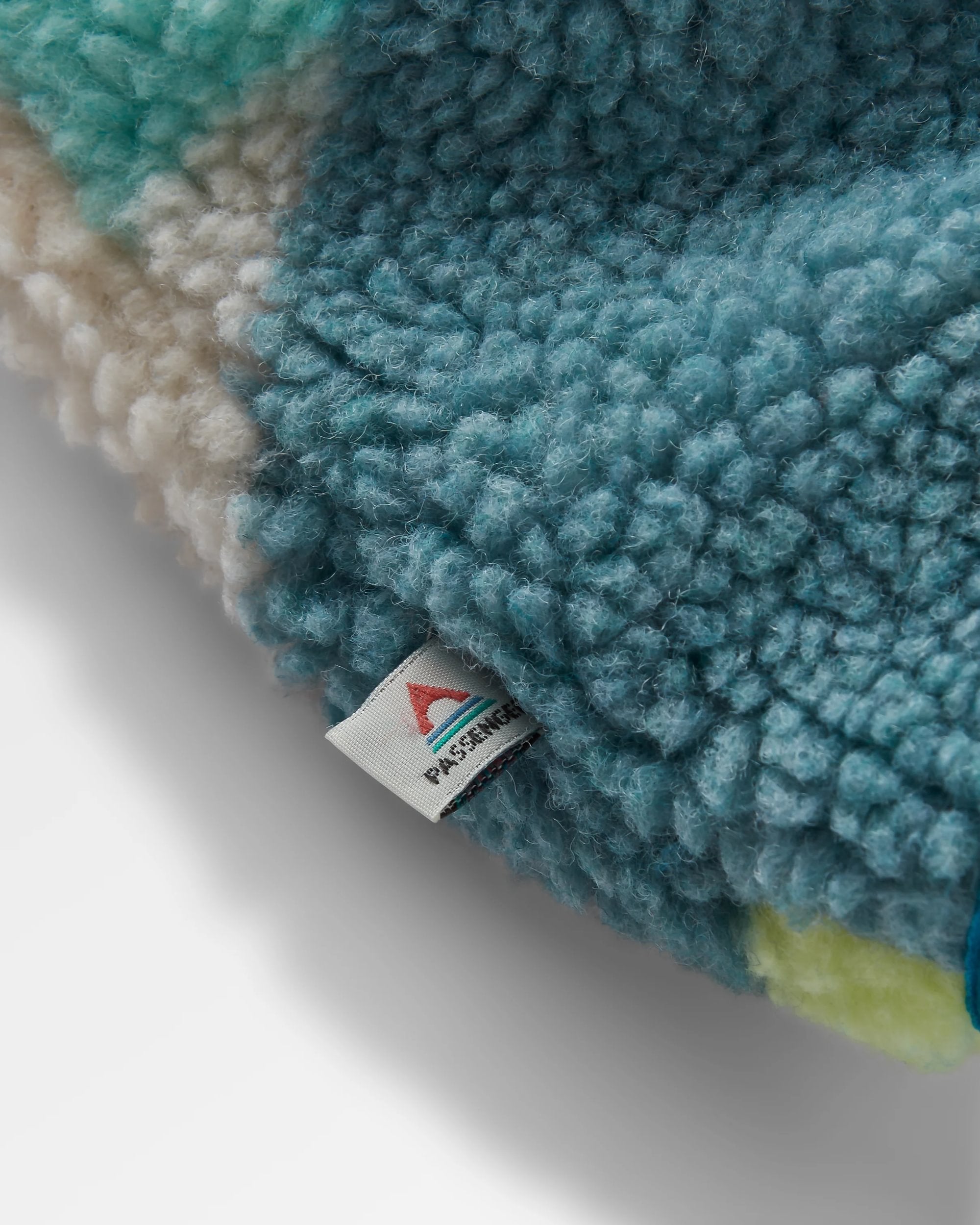 Sefton Recycled Deep-Pile Sherpa Full Zip Fleece - Vista Patchwork Aqua - Flatlay