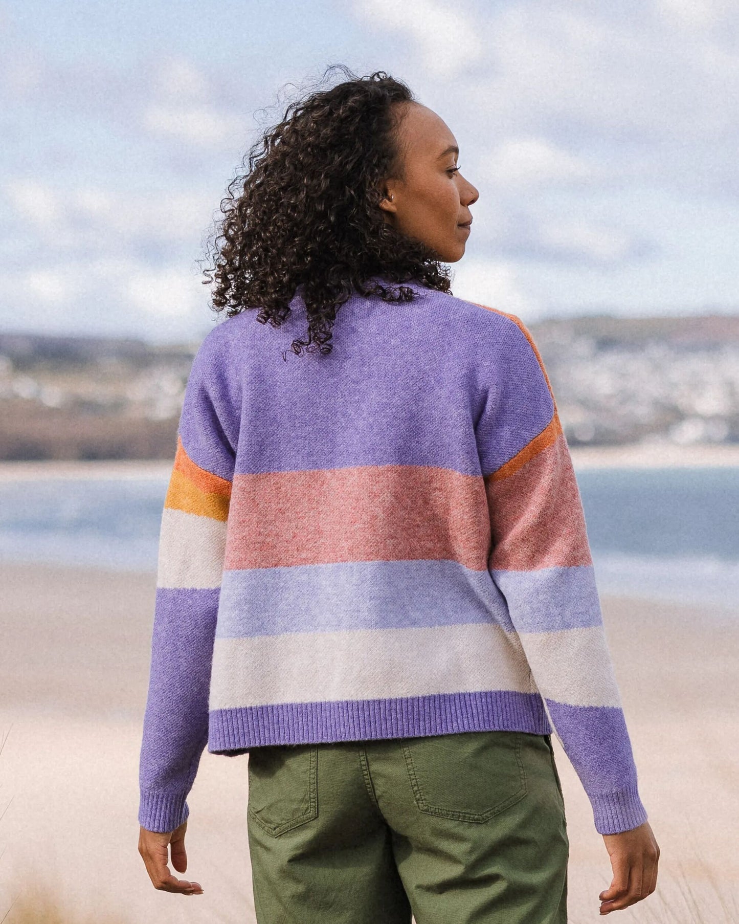 Scenic Recycled Knitted Cardigan - Scenic Sunrise Orange - Lifestyle