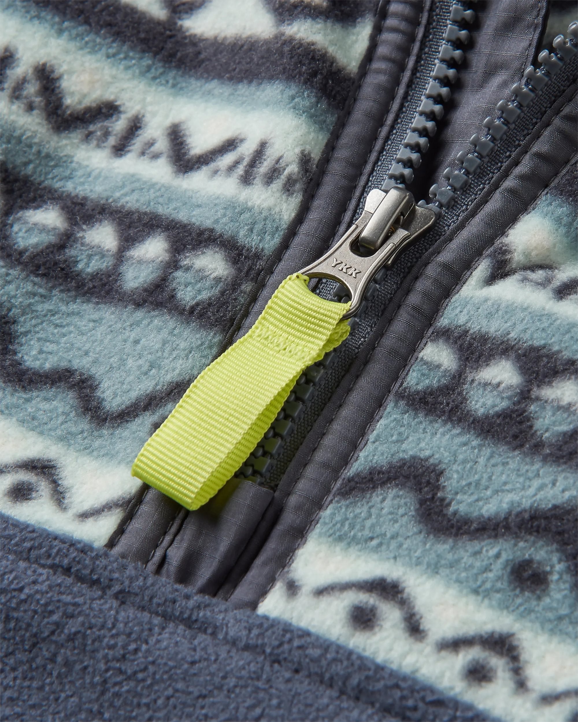 Set Off Recycled Polar Fleece - Mountain Geo Stormy Sea - Flatlay