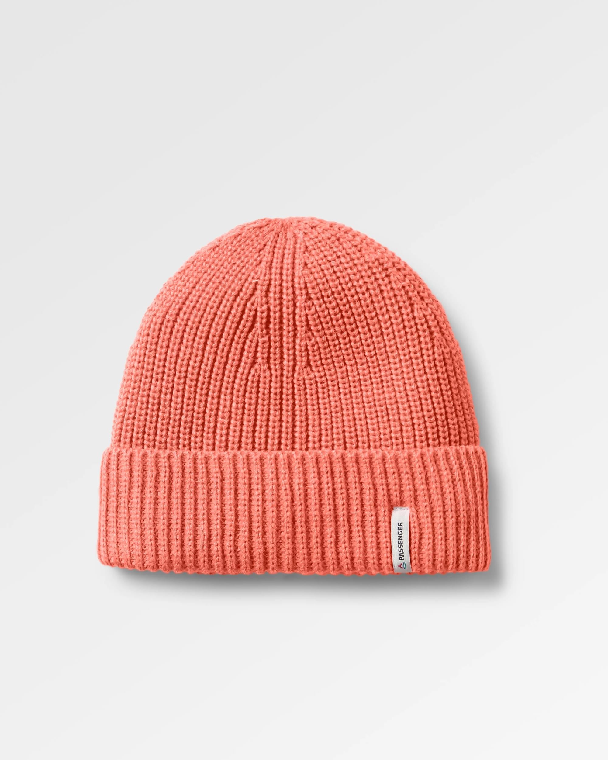 Compass Recycled Beanie - Shell Pink - Flatlay