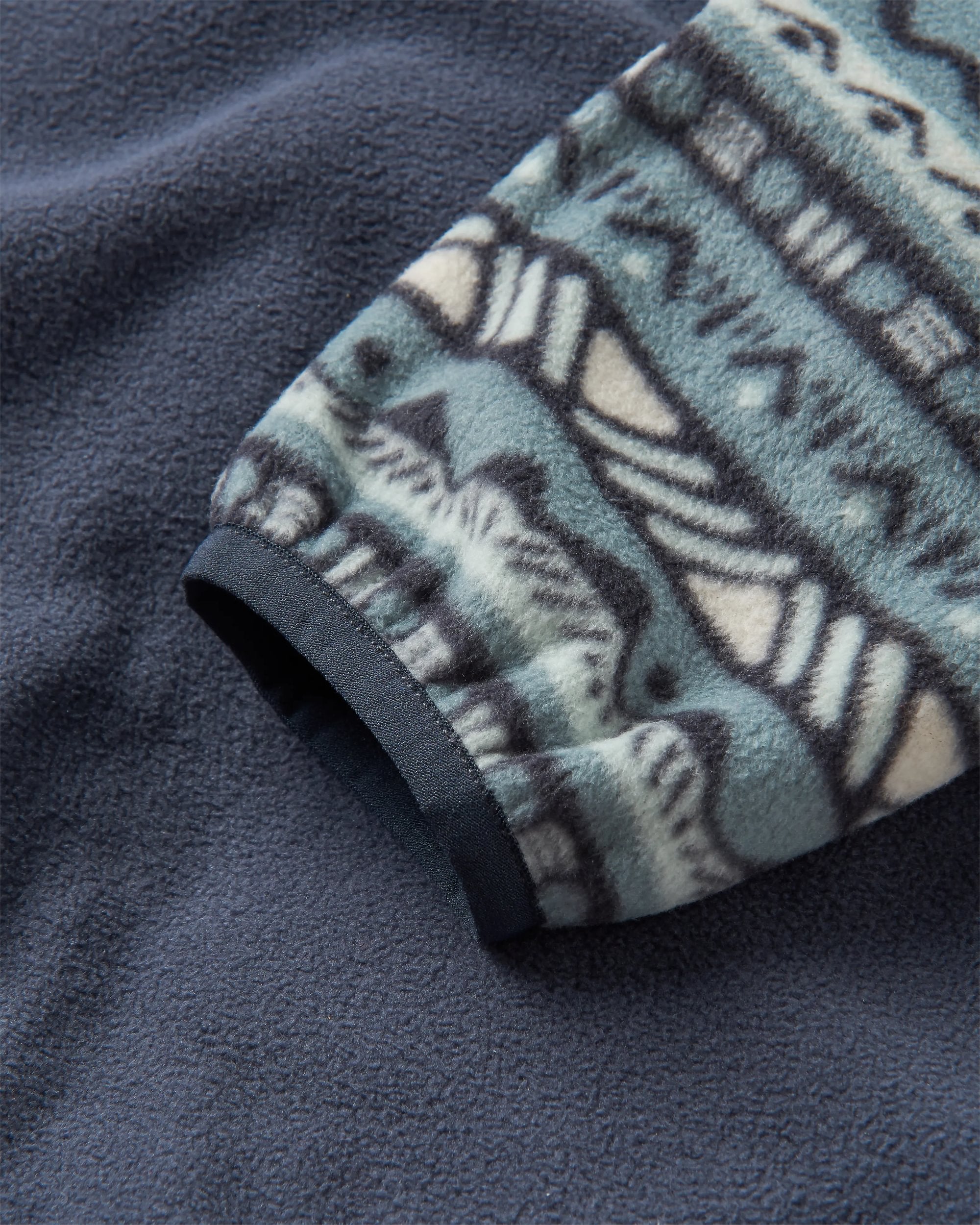 Set Off Recycled Polar Fleece - Mountain Geo Stormy Sea - Flatlay