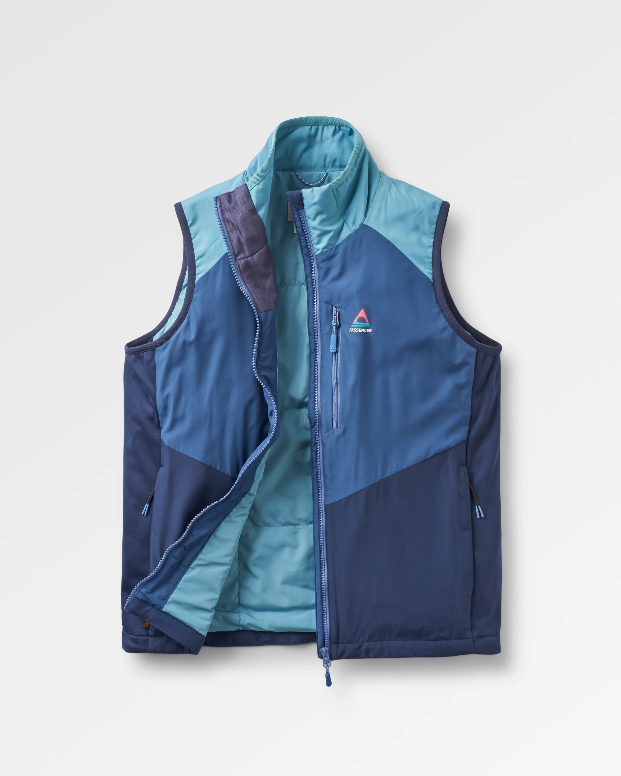 Shasta Lightweight Recycled Thermore® Insulated Gilet - Rich Navy/Dark Denim/Arctic - Flatlay