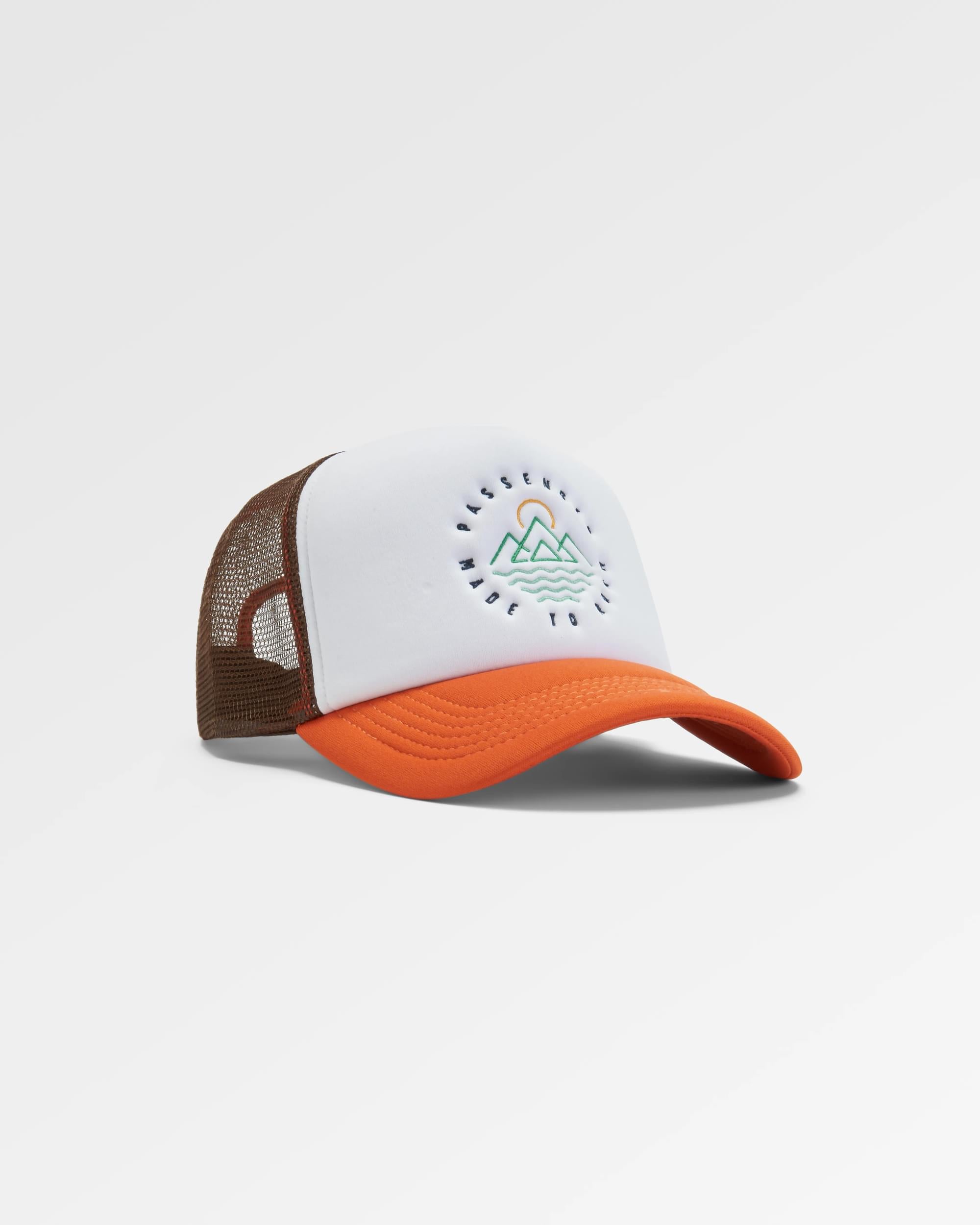 Escapism Trucker Cap - Chestnut/Sunrise Orange - Flatlay