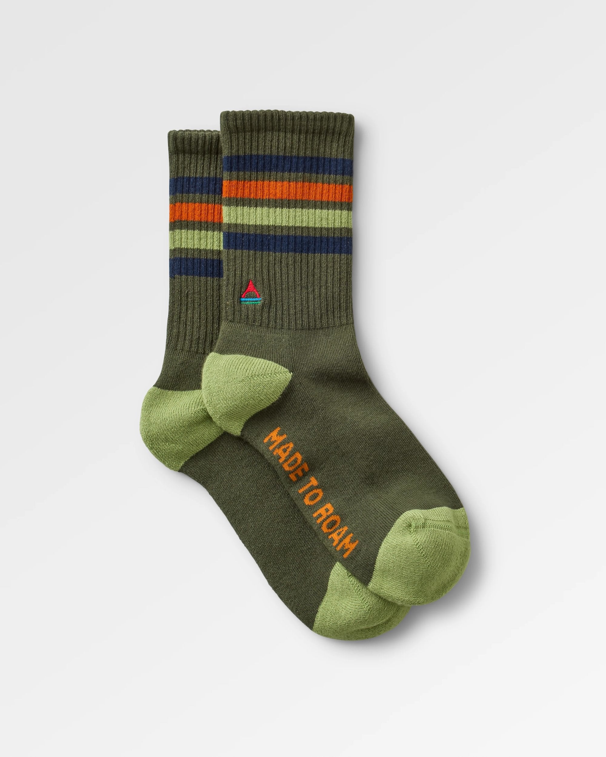 Organic Midweight Crew Socks - Khaki - Flatlay