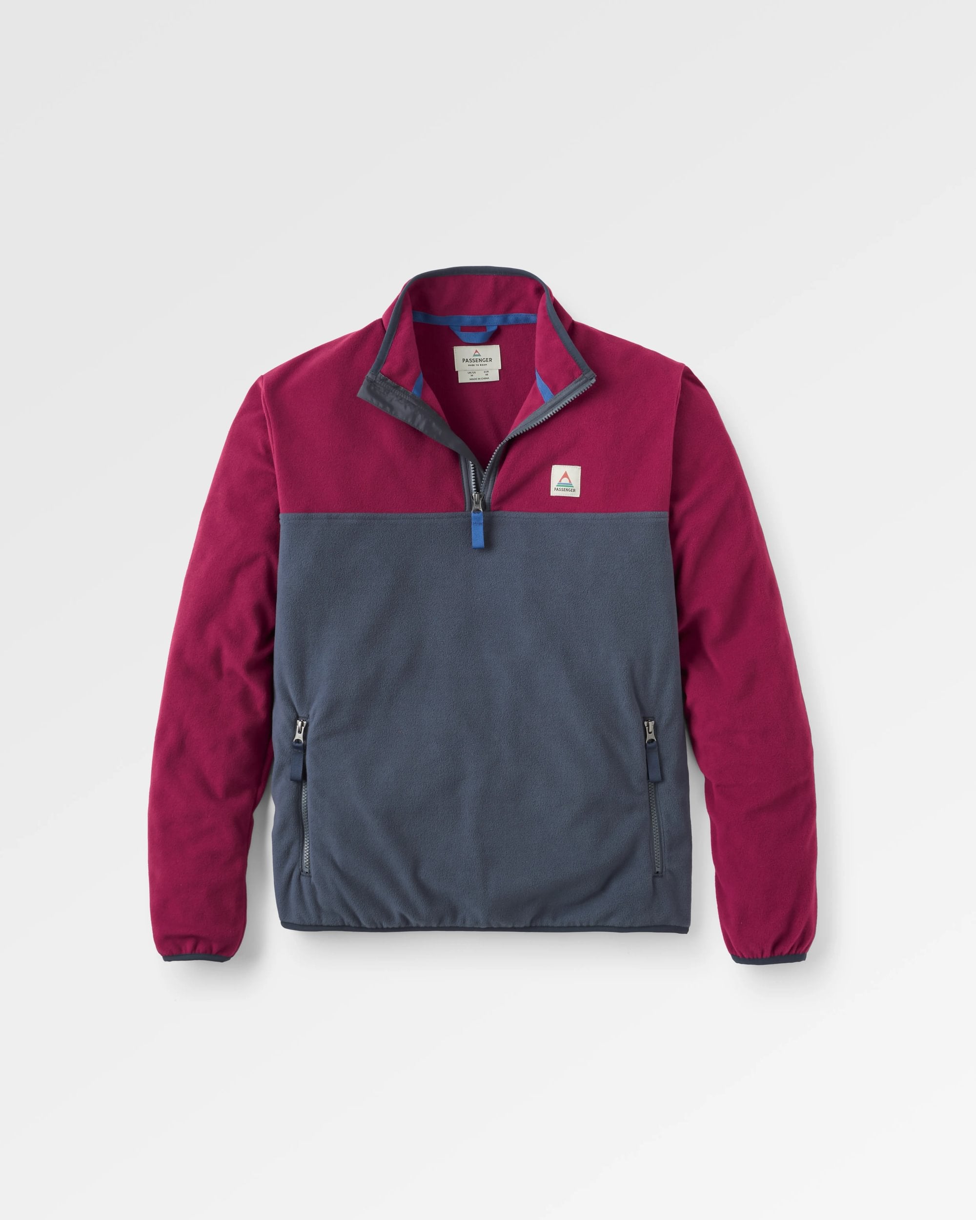 Set Off Recycled Polar 1/4 Zip Fleece - Warm Berry/Charcoal - Flatlay