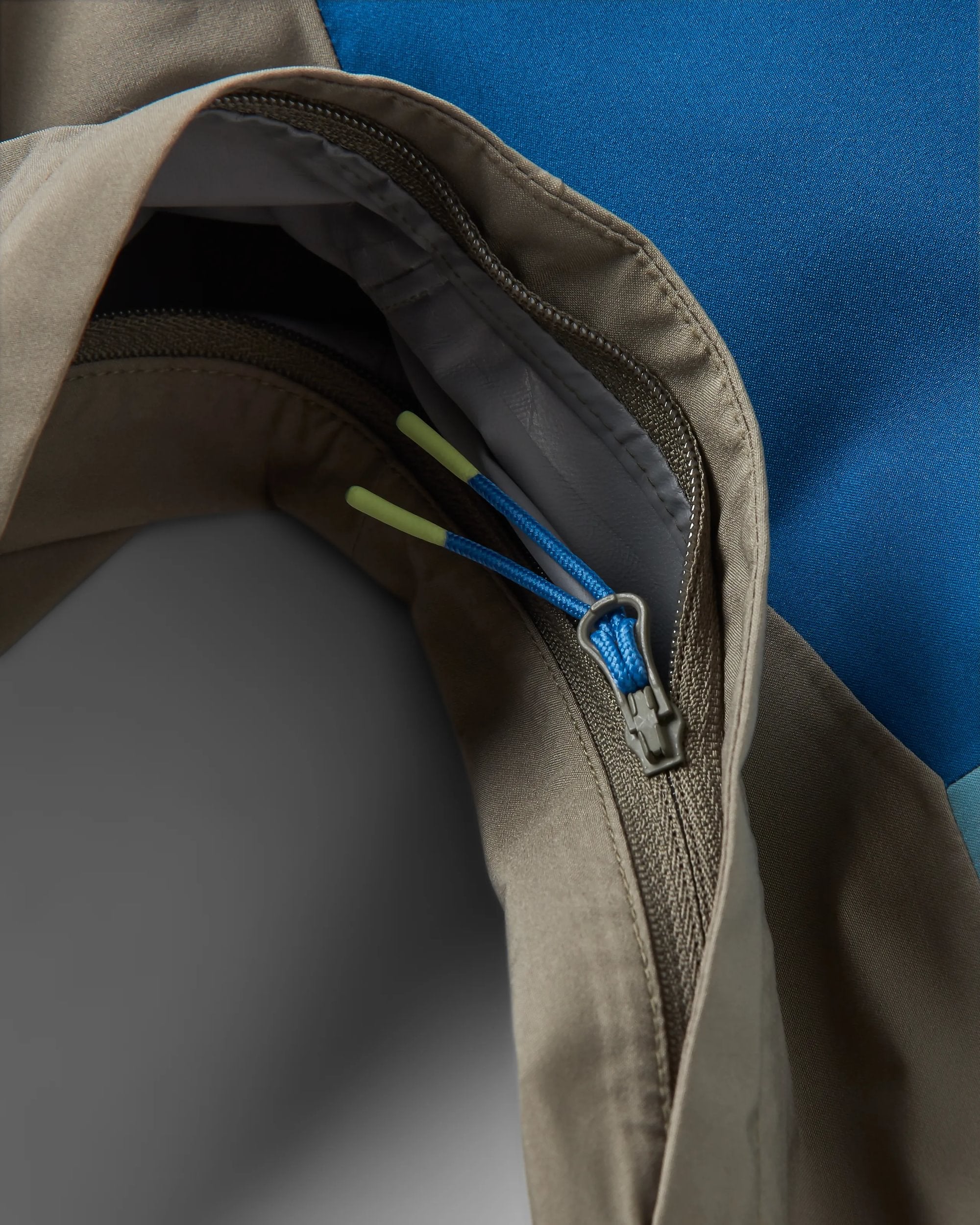 Downpour Recycled Waterproof Jacket - Tidal Blue/Arctic/Dusty Olive - Flatlay