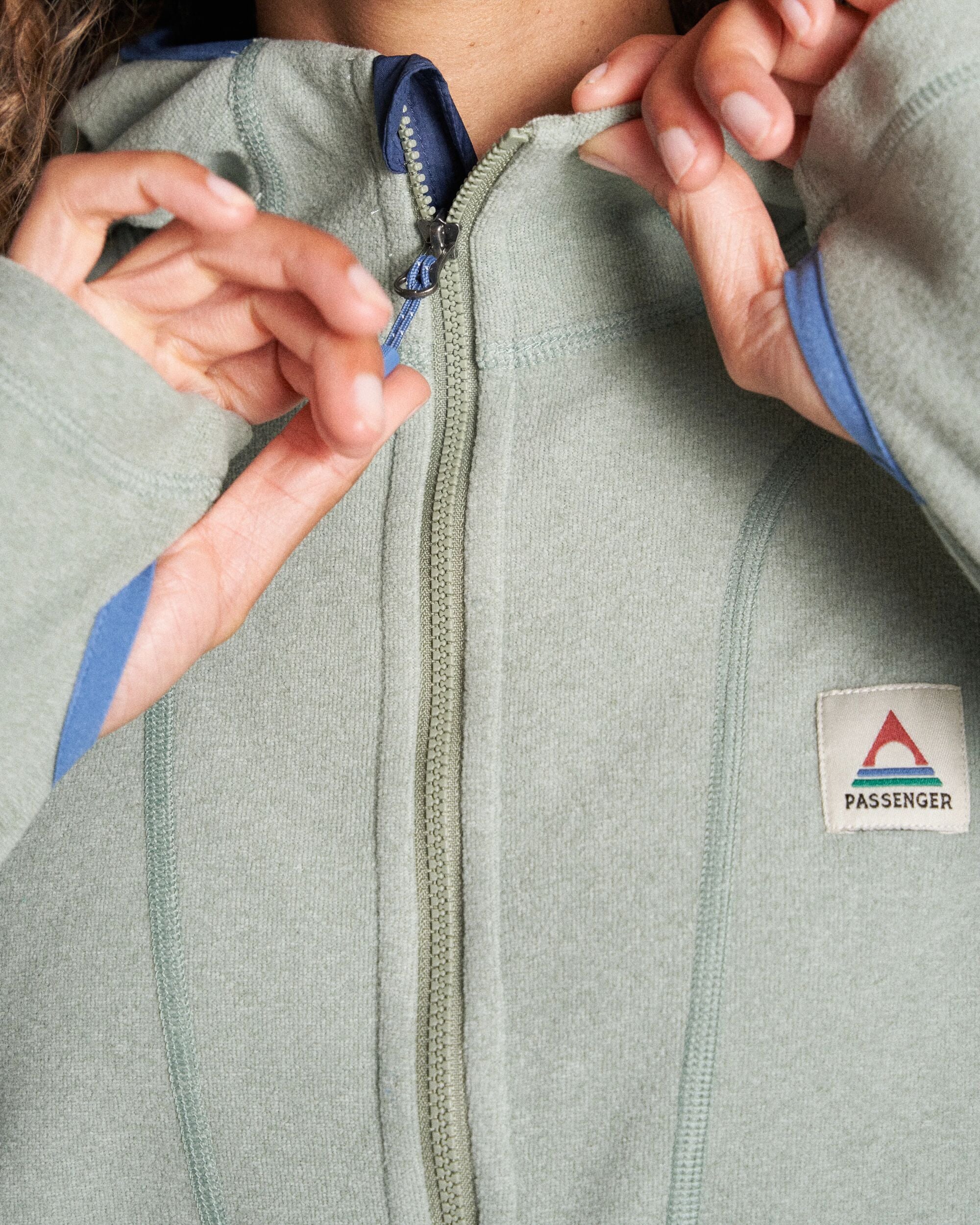 Crest Recycled Polartec® Fleece Hoodie - Pistachio - Studio Model