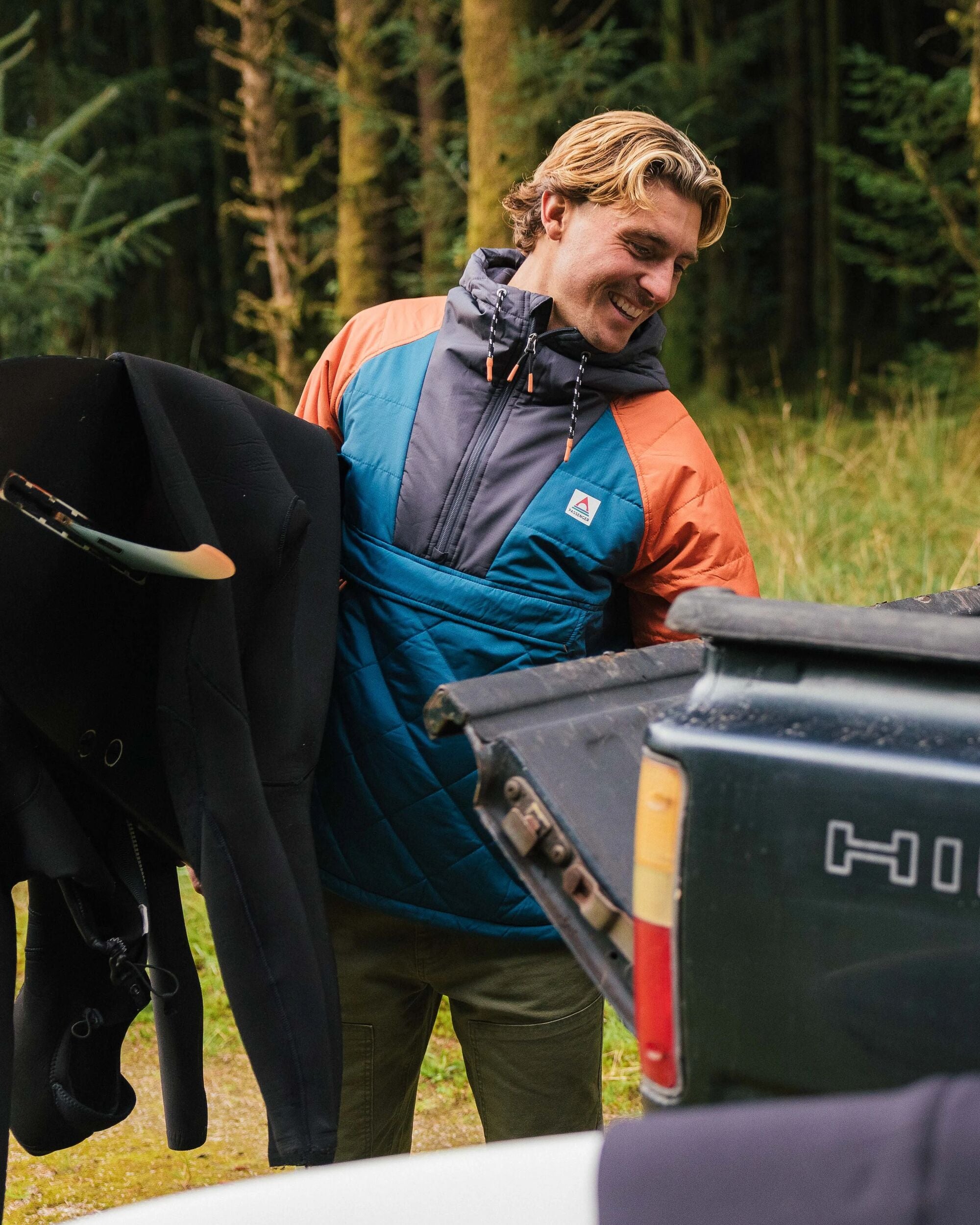 Oceanic Recycled Insulated 1/2 Zip Jacket - Tidal Blue/Burnt Orange - Lifestyle